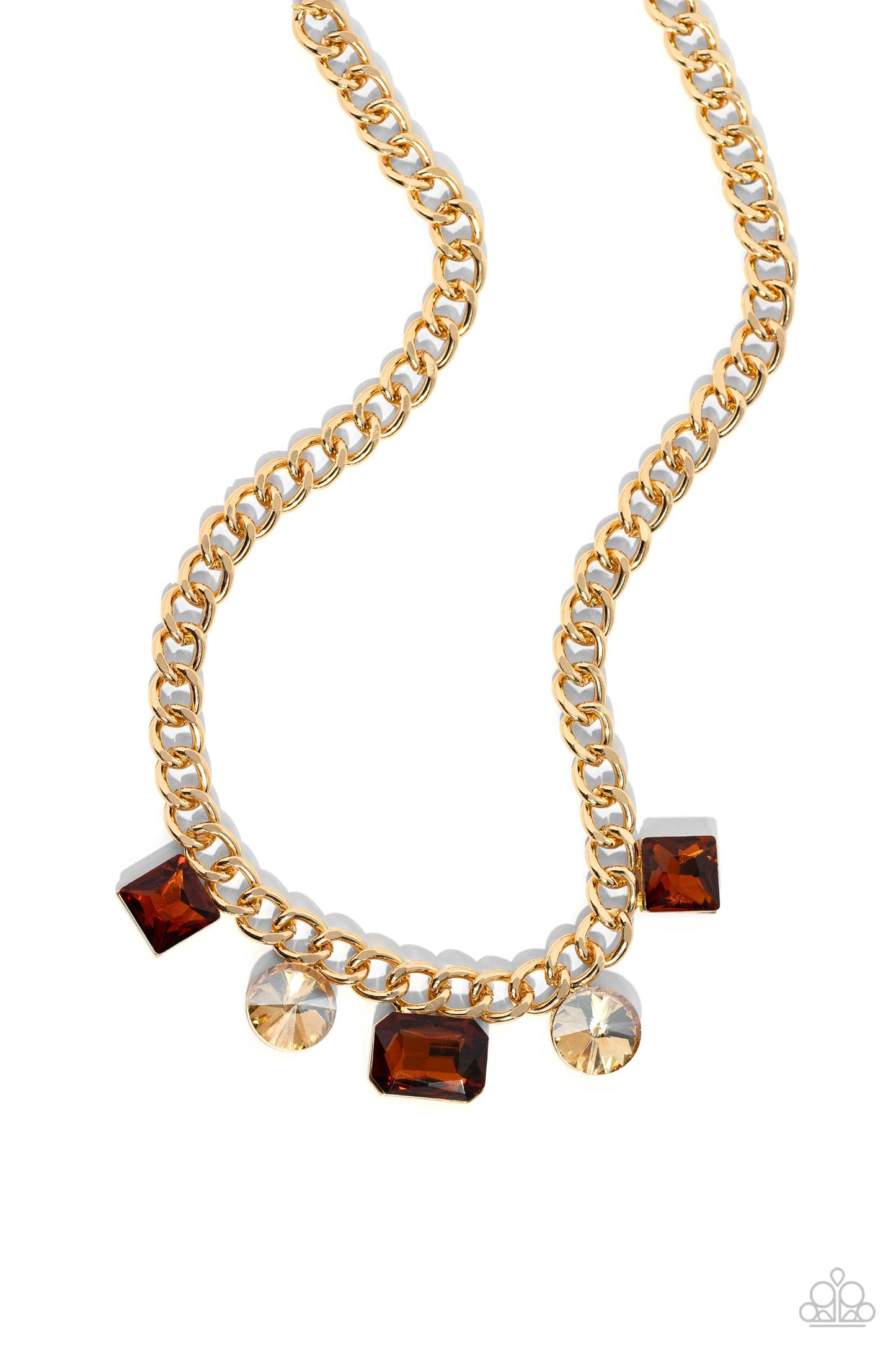 Paparazzi Accessories-Alternating Audacity Brown Geometric Necklace Set