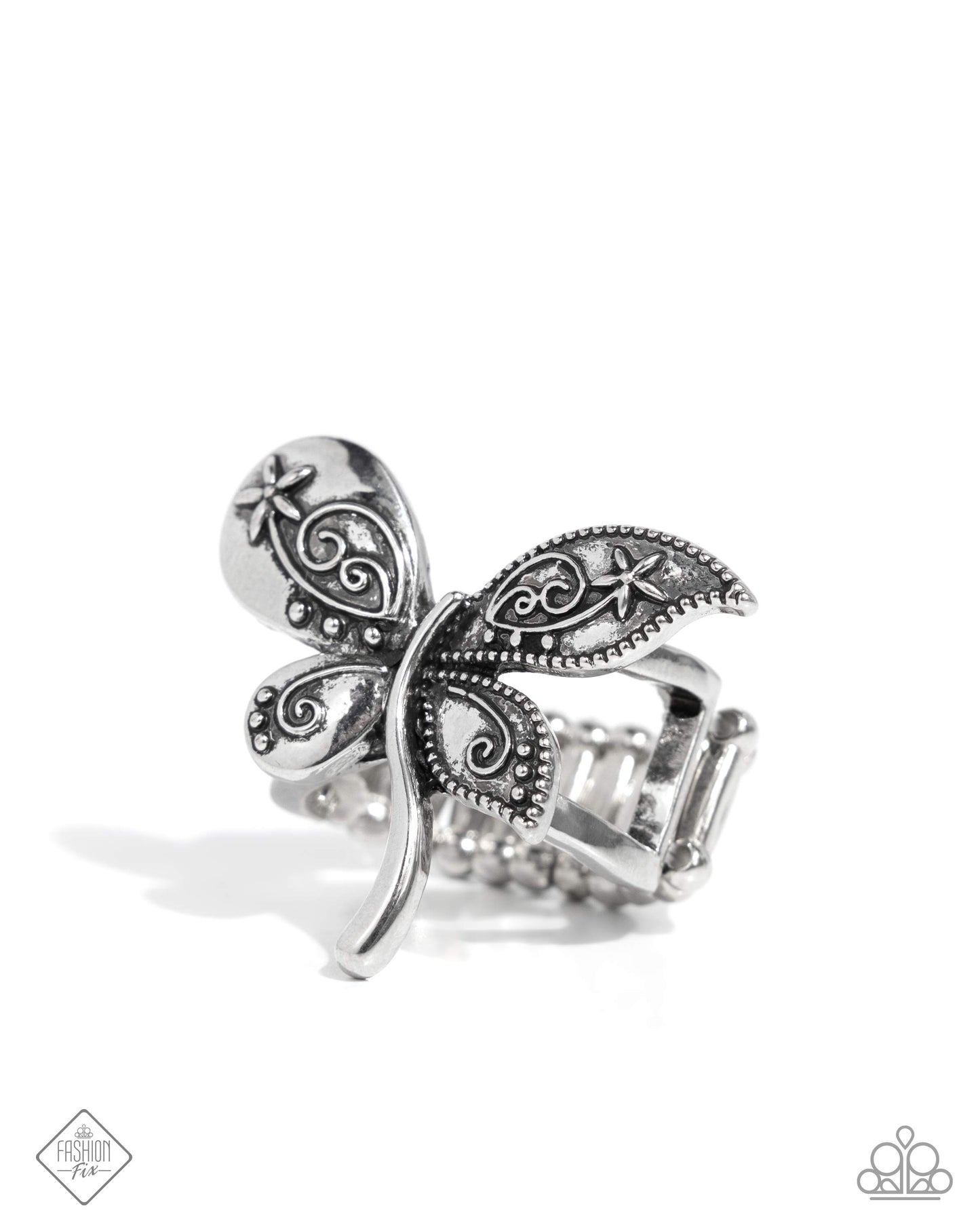 Paparazzi Accessories-Animated Amusement Silver Dragonfly FF Ring