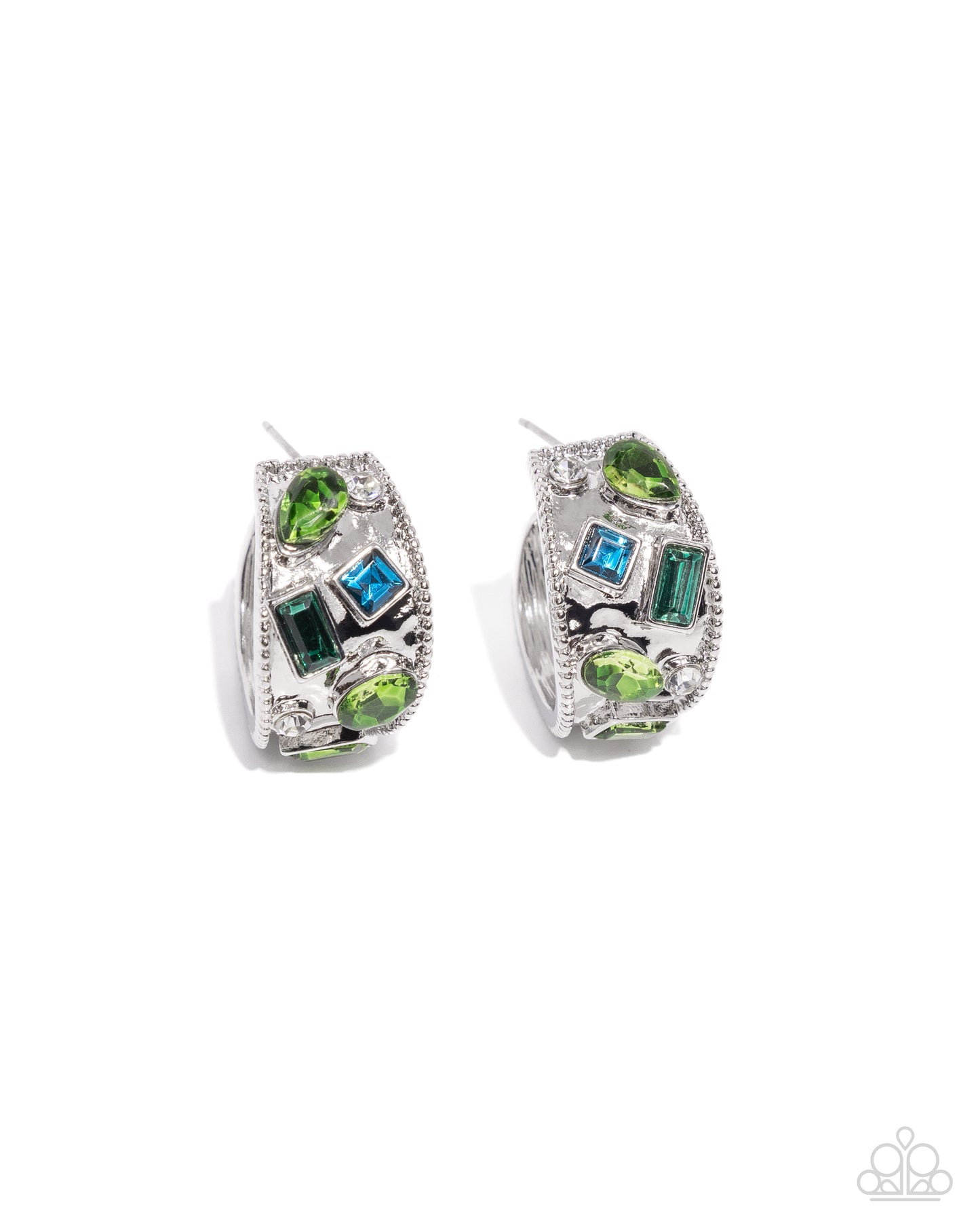 Paparazzi Accessories-Antique Dealer Green Oval Teardrop Hoop Earrings