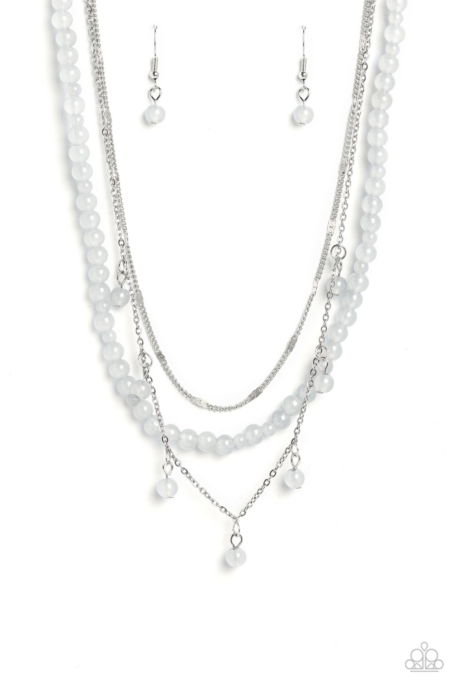 Paparazzi Accessories-BEAD All About It Silver Gray Stones Necklace Set