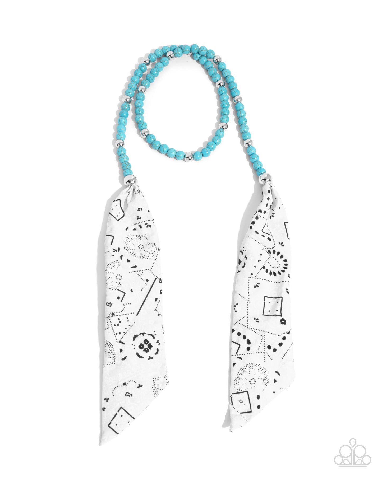 Paparazzi Accessories-Bandana Ballad Turquoise Stone Bandana Necklace Set