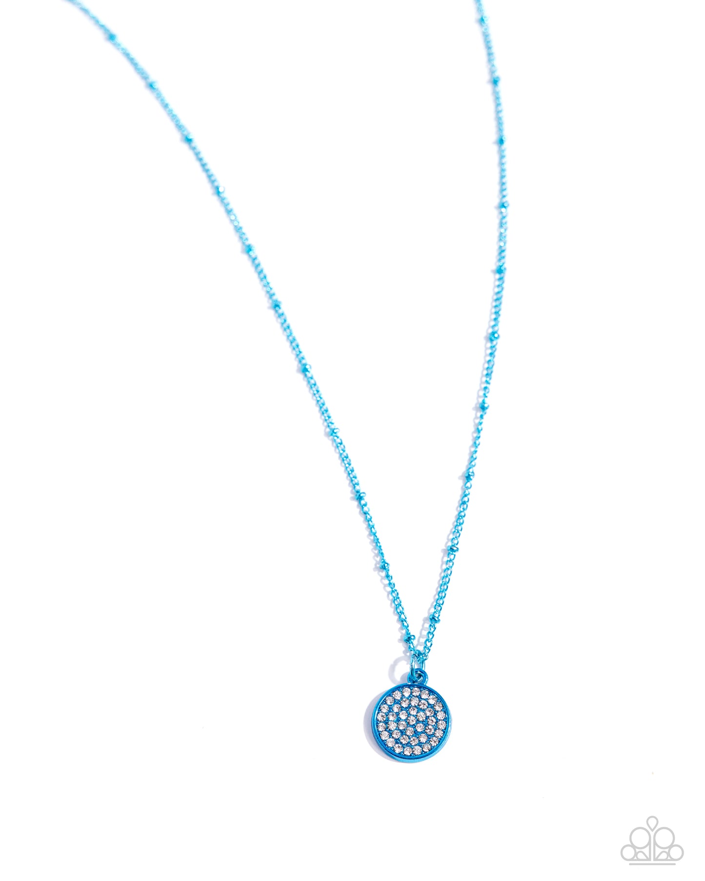 Paparazzi Accessories-Bejeweled Basic Blue Satellite Chain Pendant Set