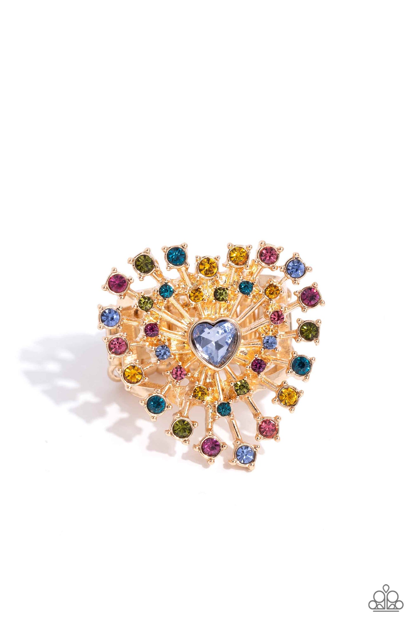 Paparazzi Accessories-Bewitching Beau Multi Rhinestone Heart Gem Ring