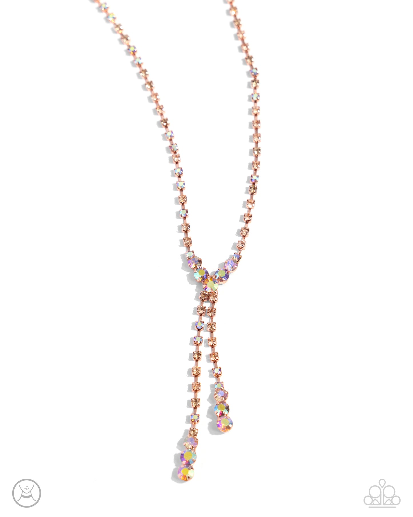 Paparazzi Accessories-Blinding Balance Copper Glittery Necklace Set