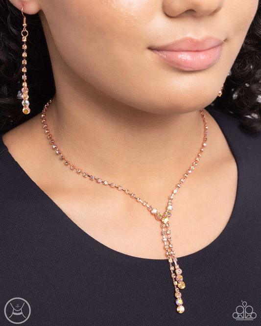 Paparazzi Accessories-Blinding Balance Copper Glittery Necklace Set