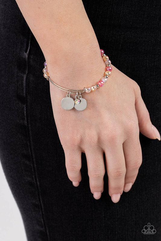 Paparazzi Accessories-Bodacious Beacon Pink Iridescent Bead Bracelet