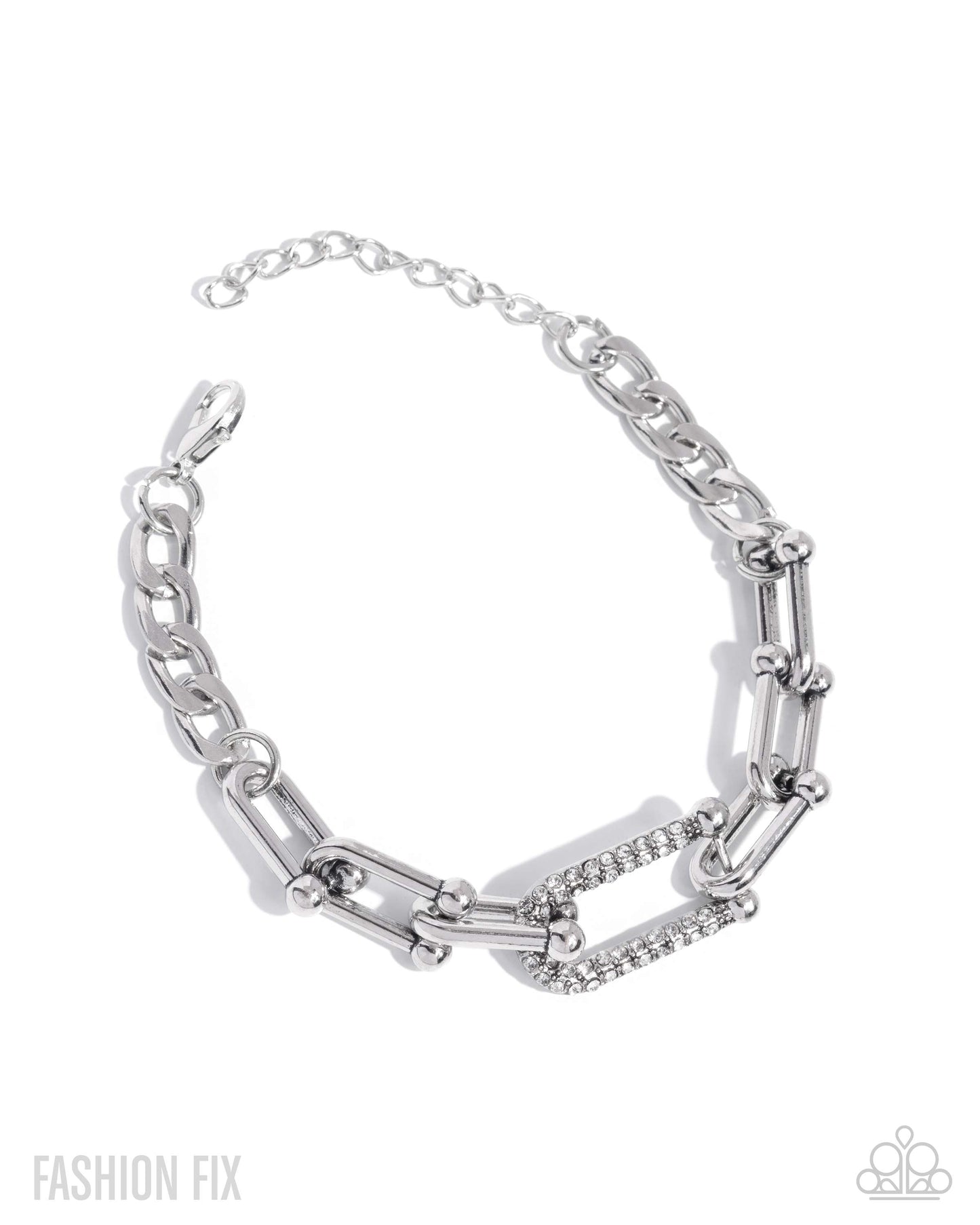 Paparazzi Accessories-Boosted Bling Silver Link Chain FF Loop Bracelet