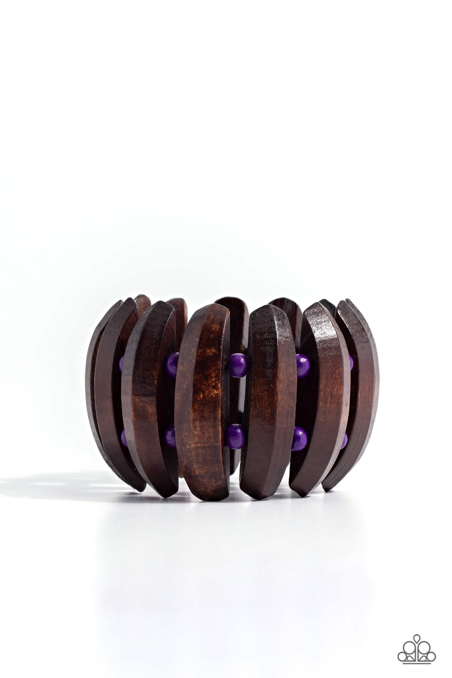 Paparazzi Accessories-Bora Bora Bauble Purple Bead Brown Wood Bracelet