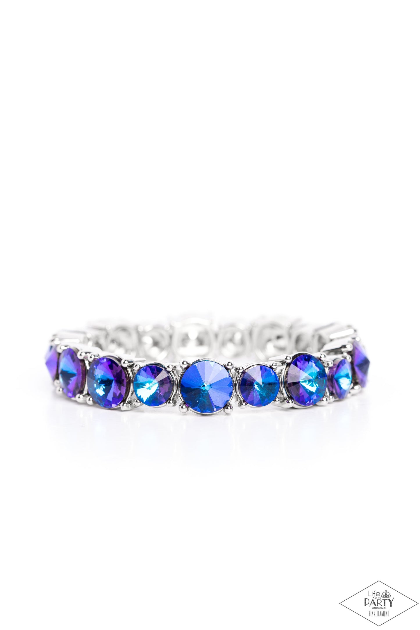 Paparazzi Accessories-Born To Bedazzle Blue Oversize Oil Spill Bracelet