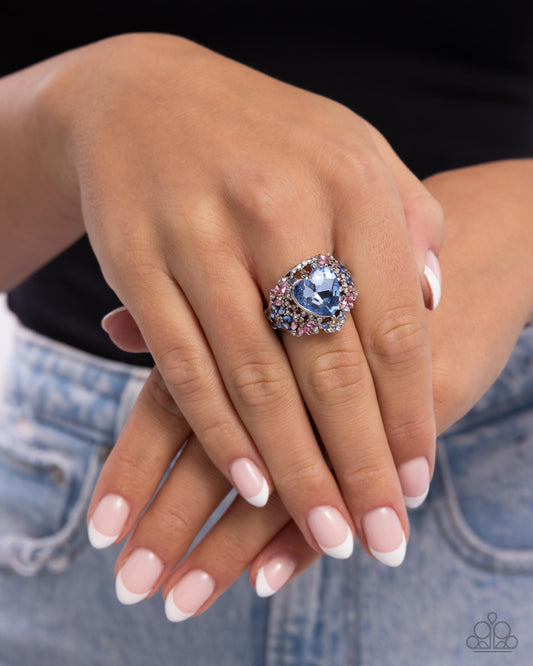 Paparazzi Accessories-Bursting with Beauty Blue Shimmery Rhinestone Ring