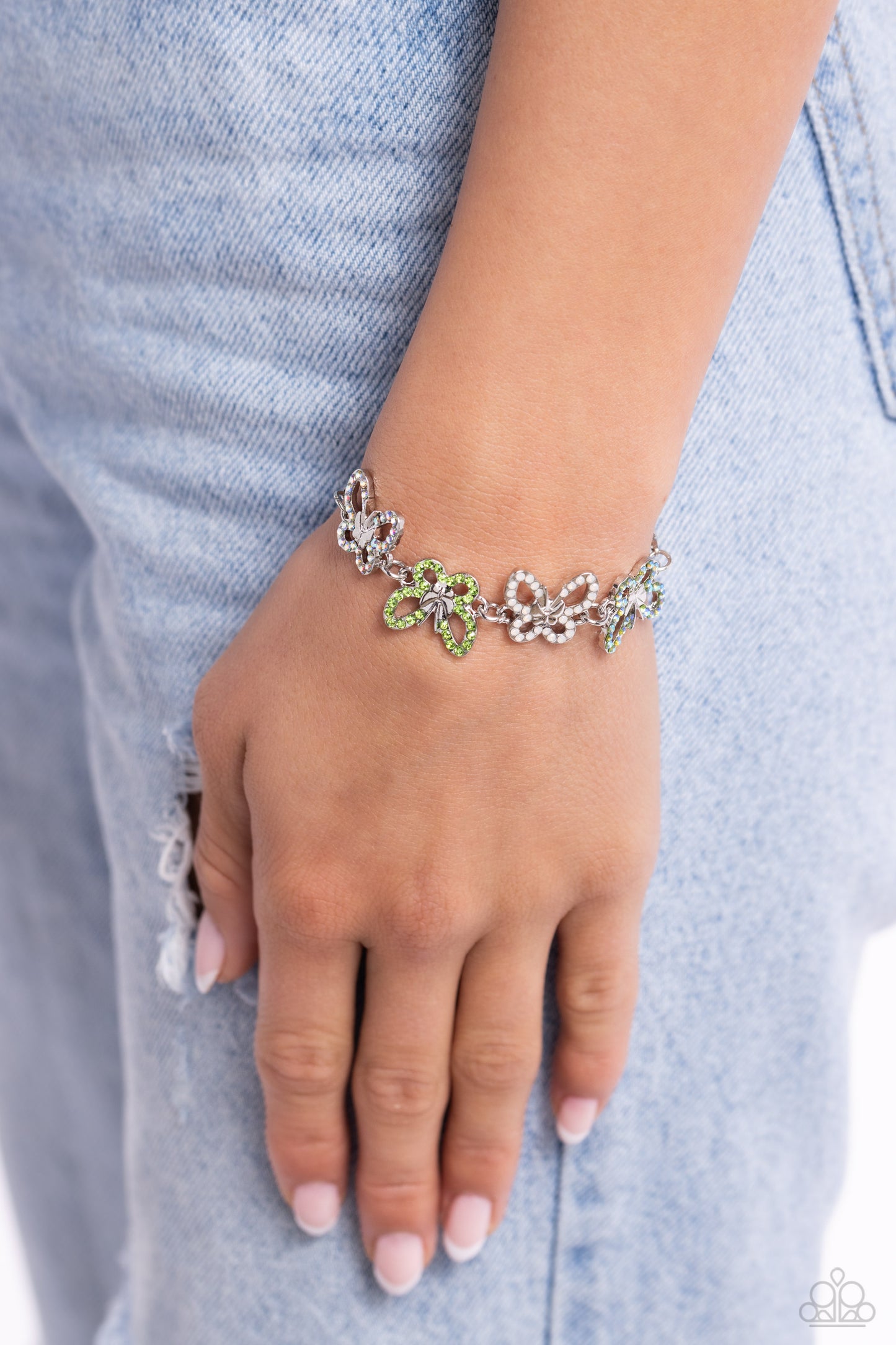 Paparazzi Accessories-Butterfly Belongings Green Whimsical Bracelet
