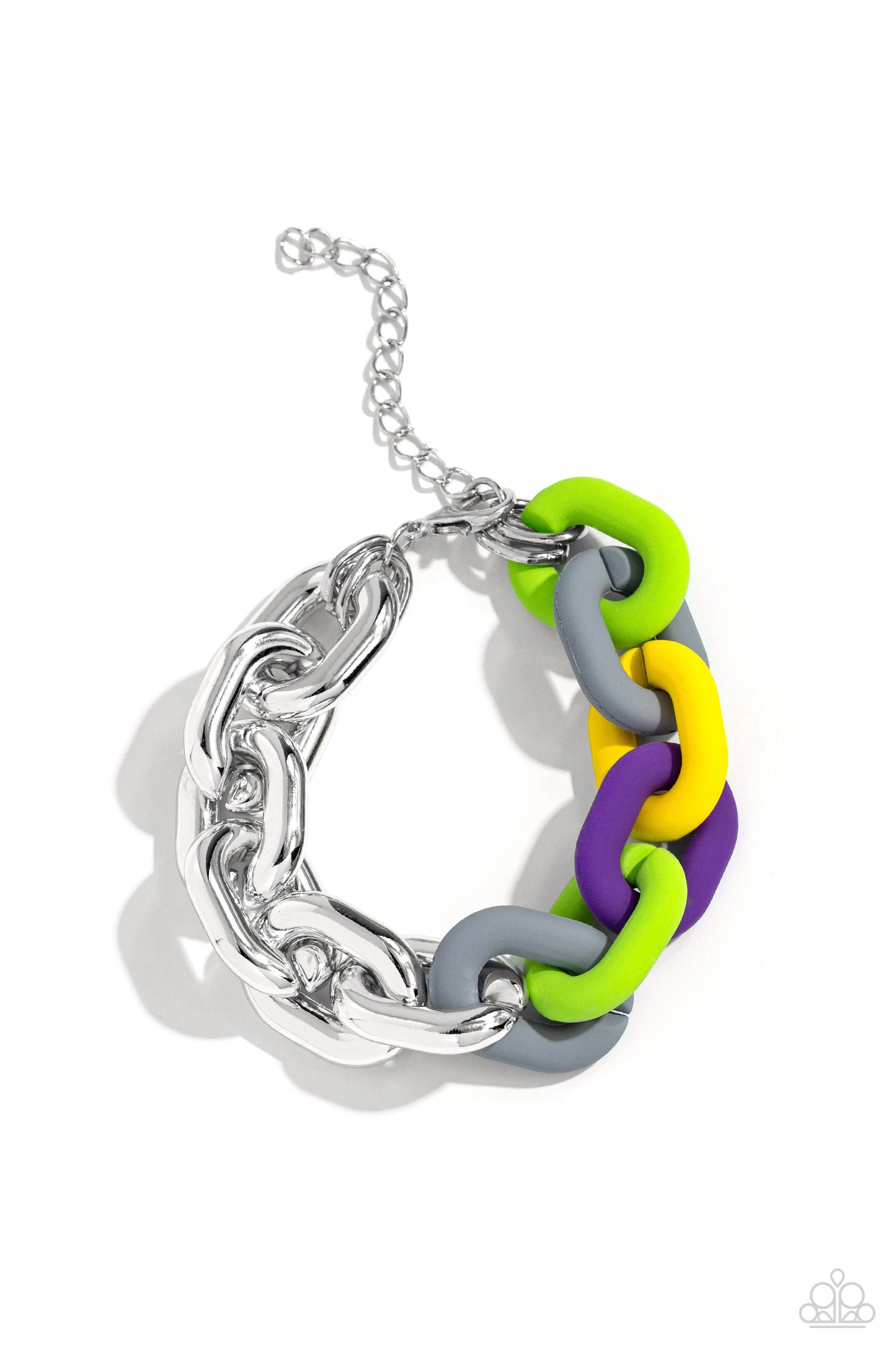 Paparazzi Accessories-Candid Contrast Silver/Colored Link Bracelet