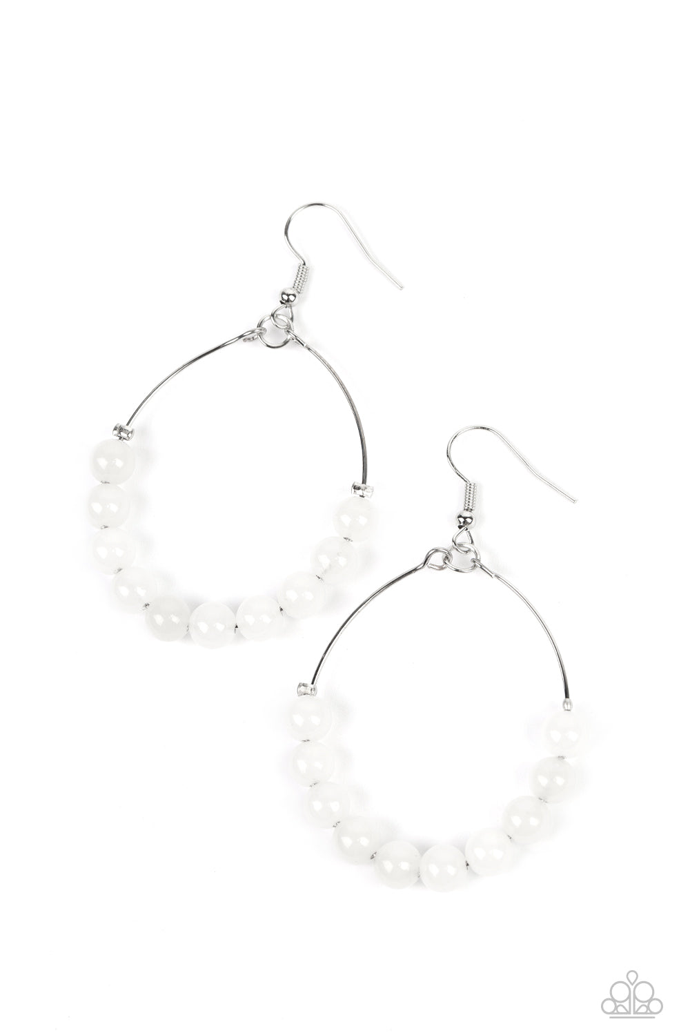 Paparazzi Accessories-Catch A Breeze White Opaque Stone Earrings