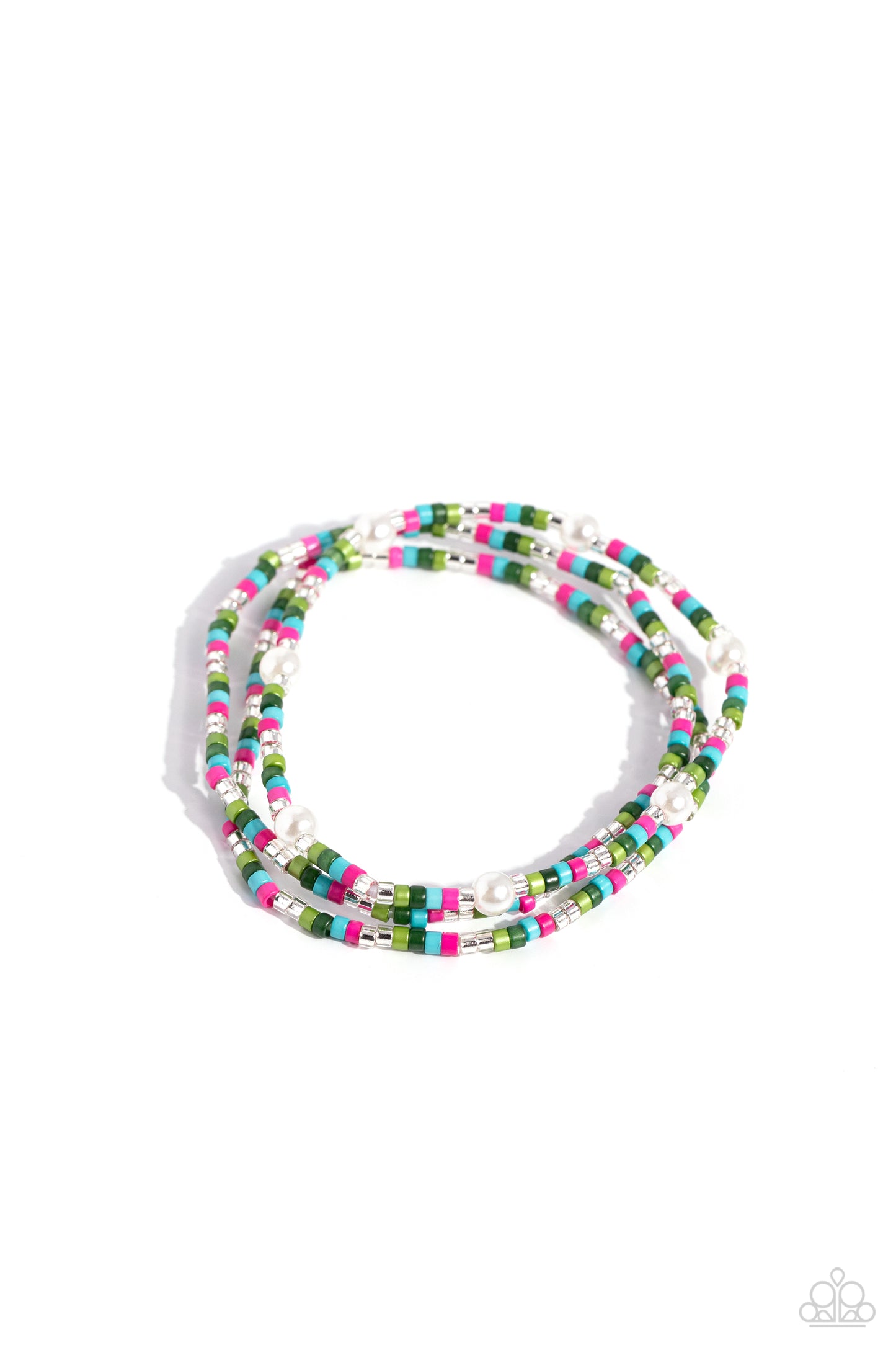 Paparazzi Accessories-Colorblock Cache Green Seed Bead Bracelet