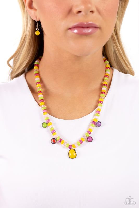 Paparazzi Accessories-Colorfully California Yellow Bead Necklace Set