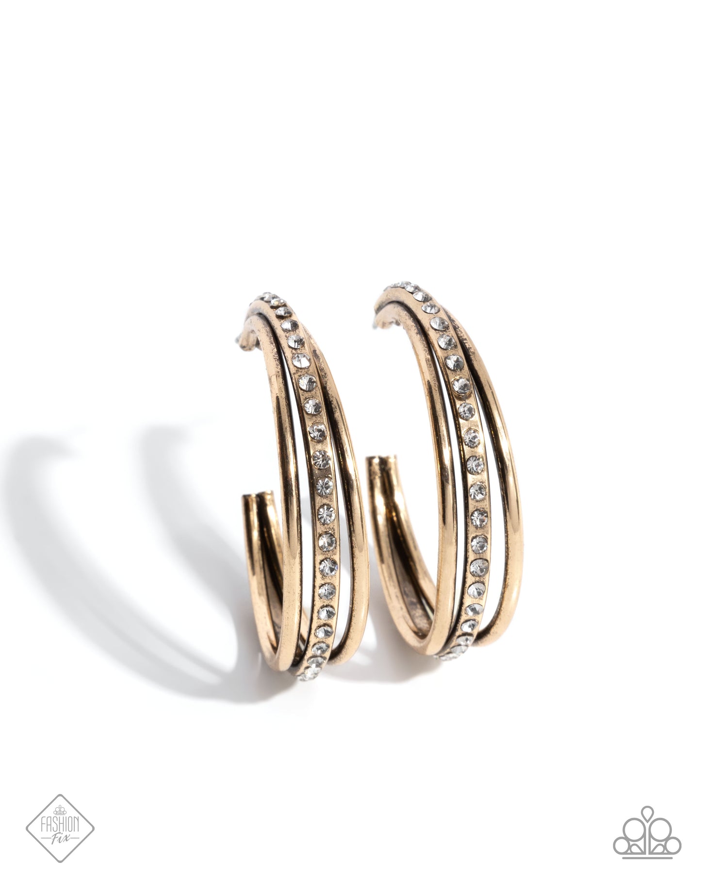 Paparazzi Accessories-Commanding Culture Gold FF Tapered Hoop Earrings