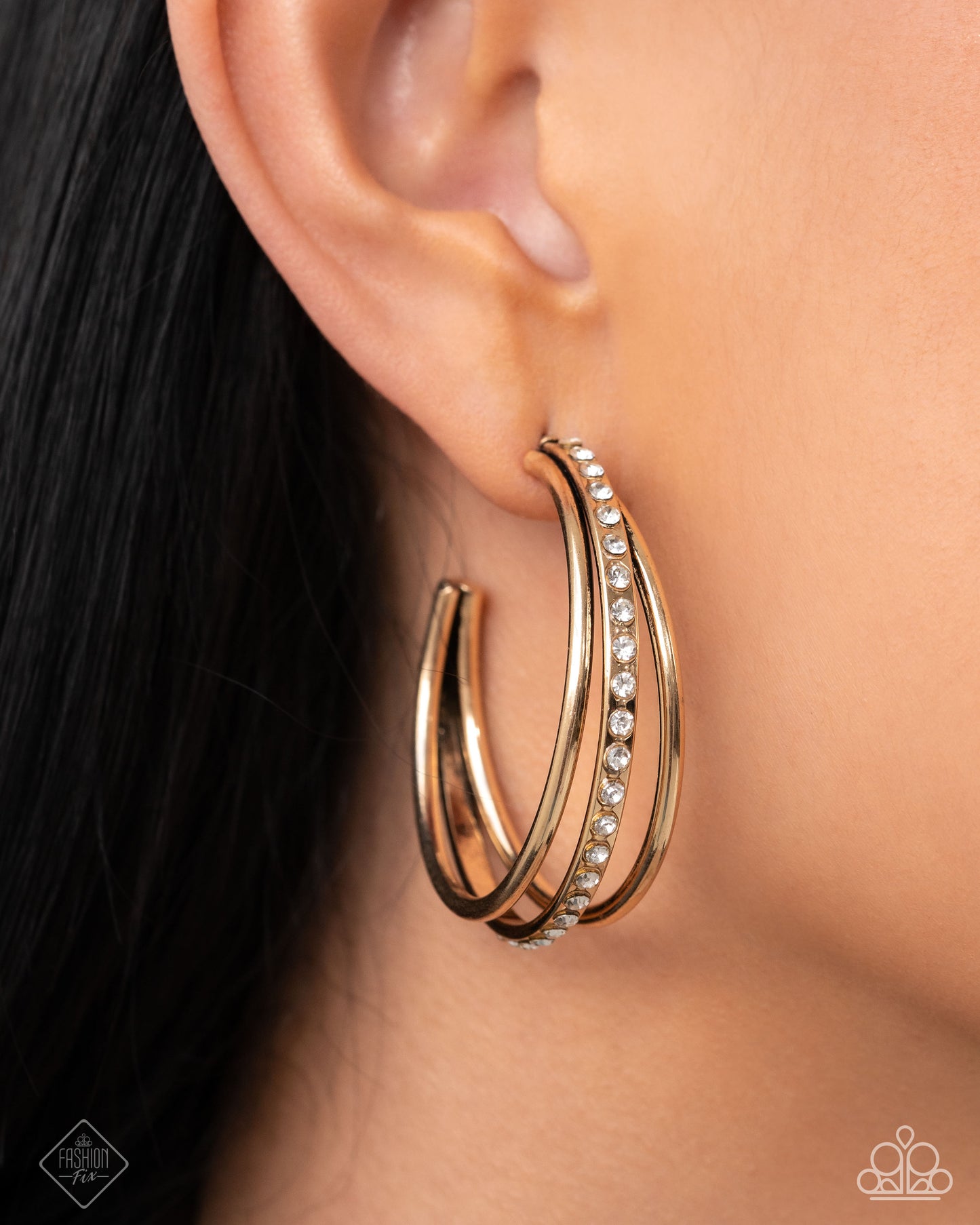 Paparazzi Accessories-Commanding Culture Gold FF Tapered Hoop Earrings