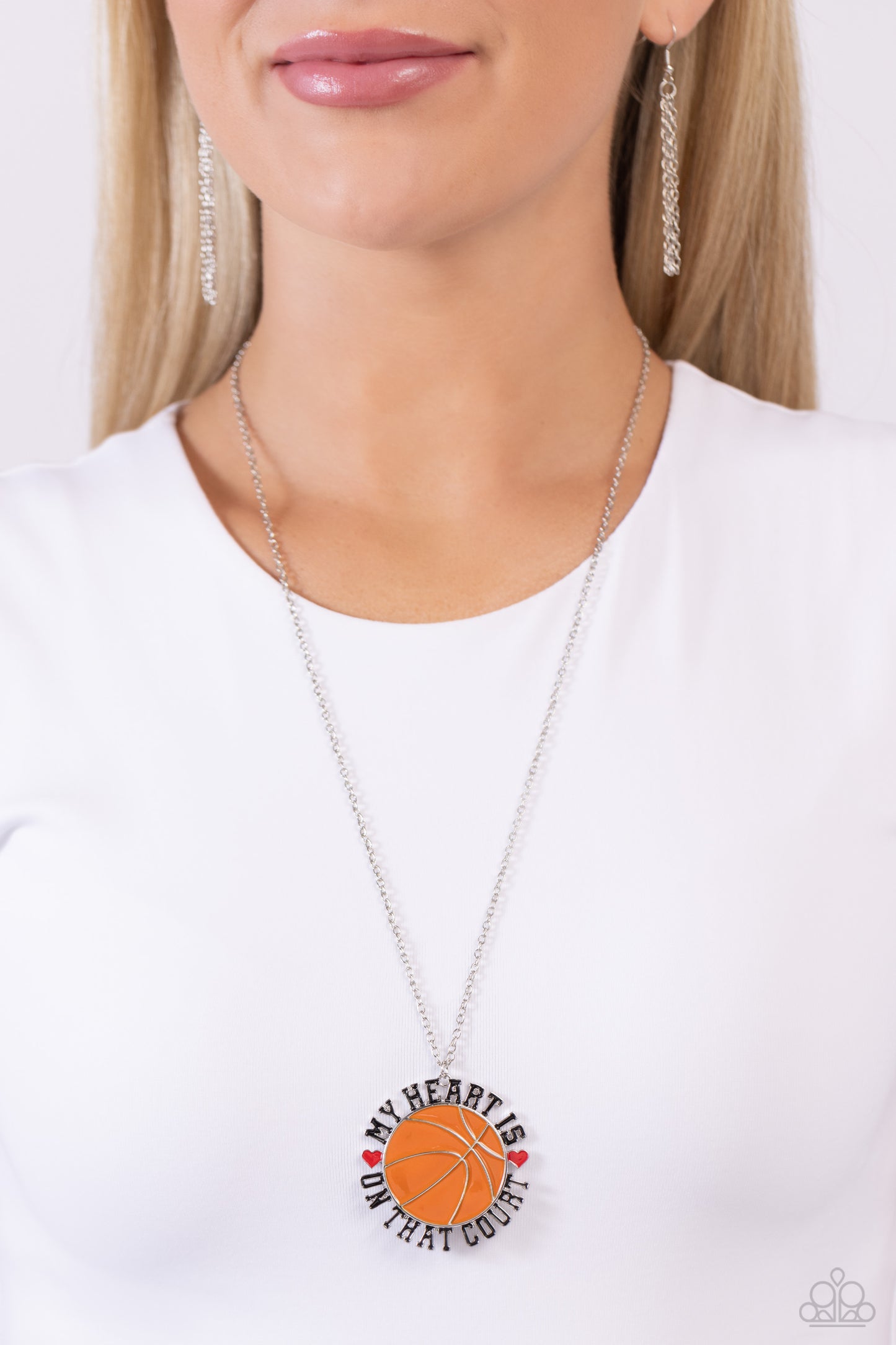 Paparazzi Accessories-Courting Courtside Orange Basketball Pendant Set