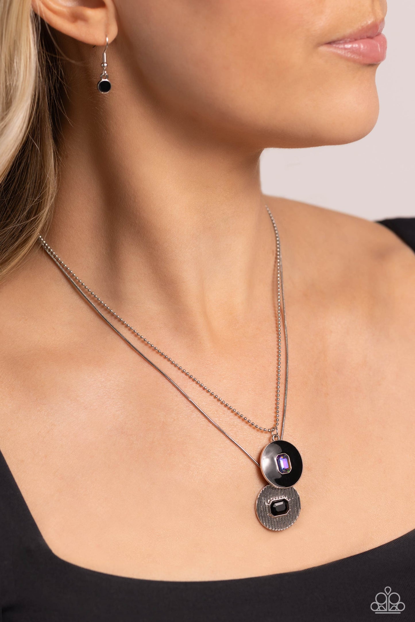 Paparazzi Accessories-Cryptic Couture Black Two-Chain Pendant Set