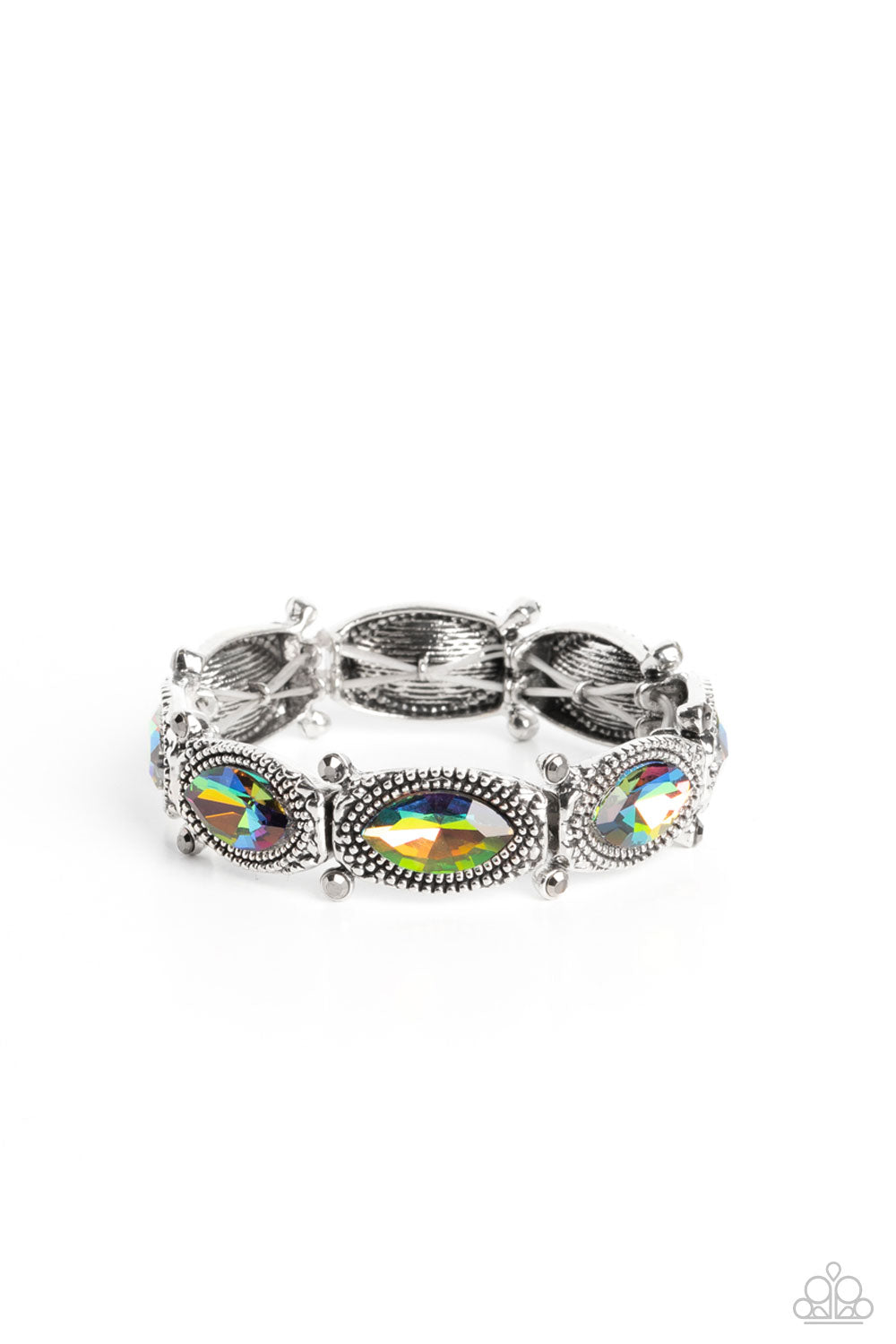 Paparazzi Accessories-Dancing Diva Multi Oil Spill Marquise Cut Bracelet