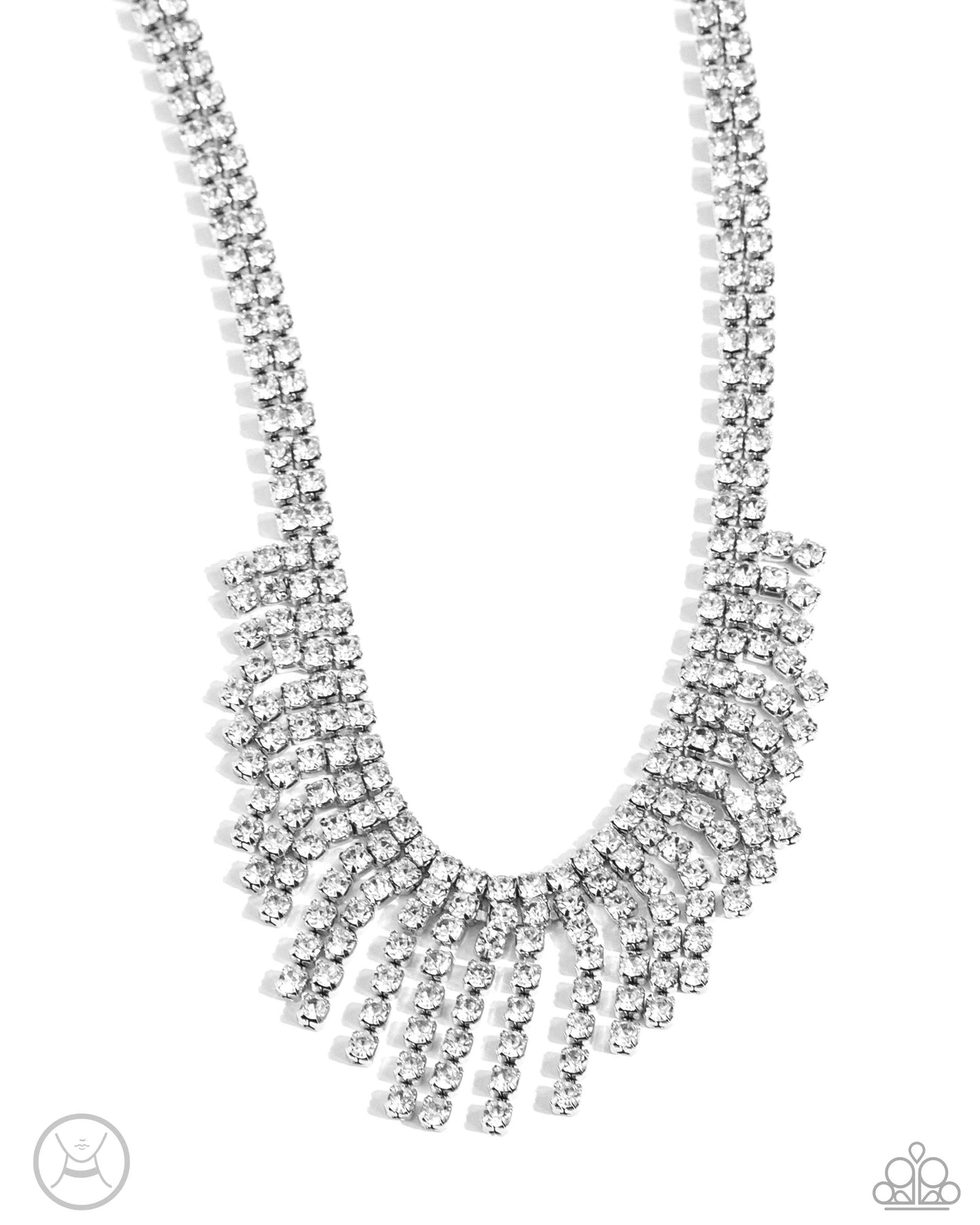 Paparazzi Accessories-Daring Decadence White Rhinestone Necklace Set
