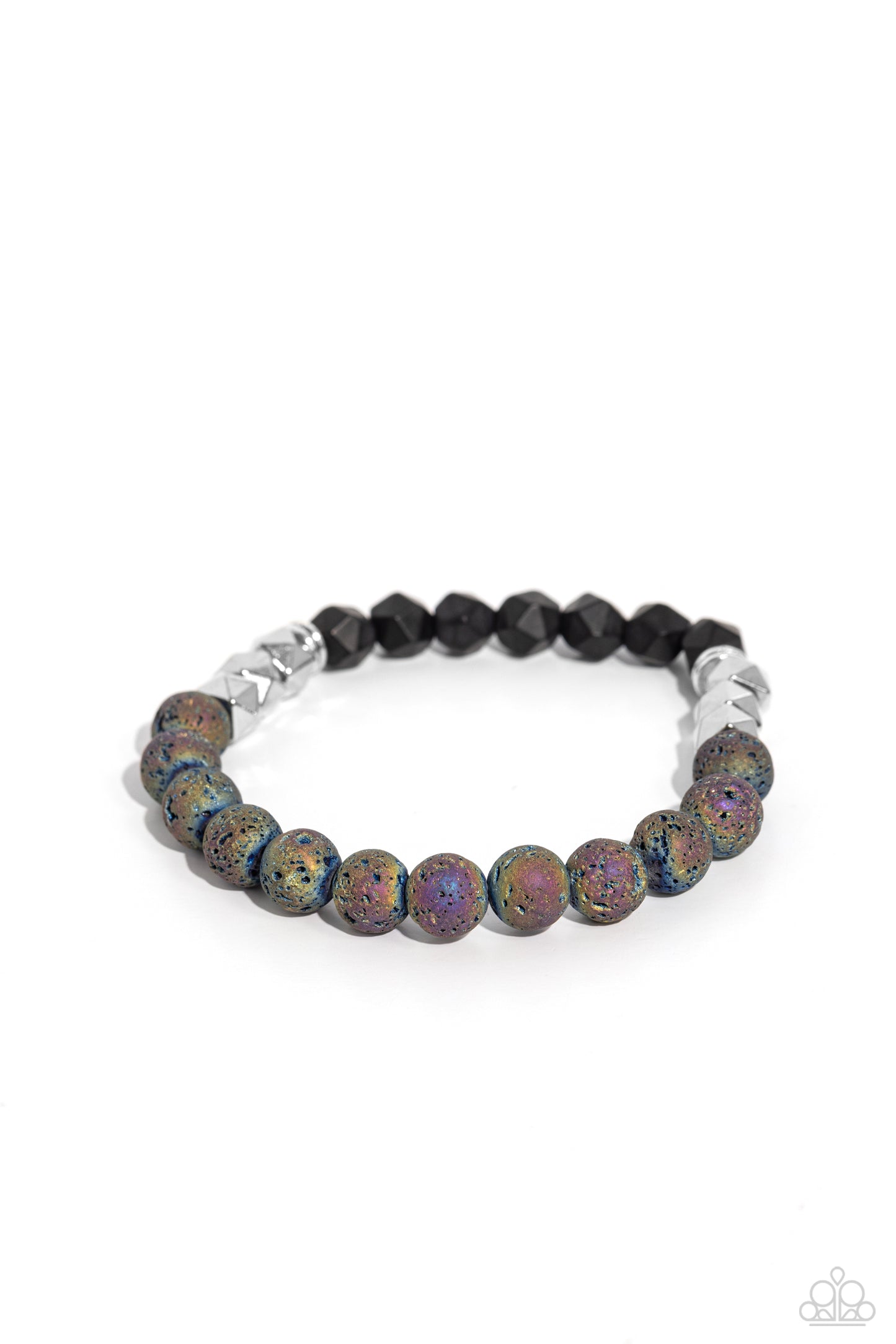 Paparazzi Accessories-Defaced Deed Multi Lava Rock Men's Bracelet