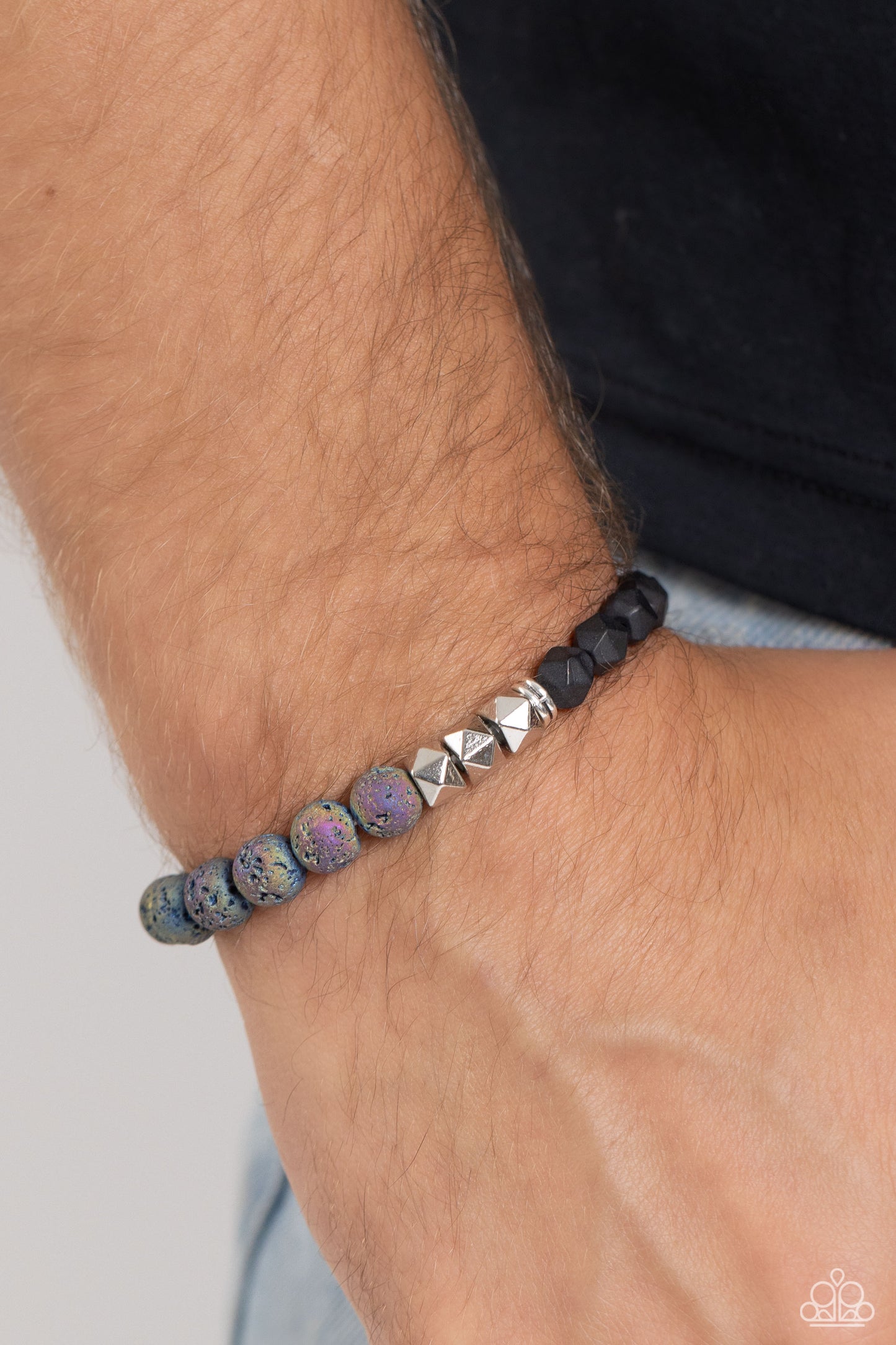 Paparazzi Accessories-Defaced Deed Multi Lava Rock Men's Bracelet
