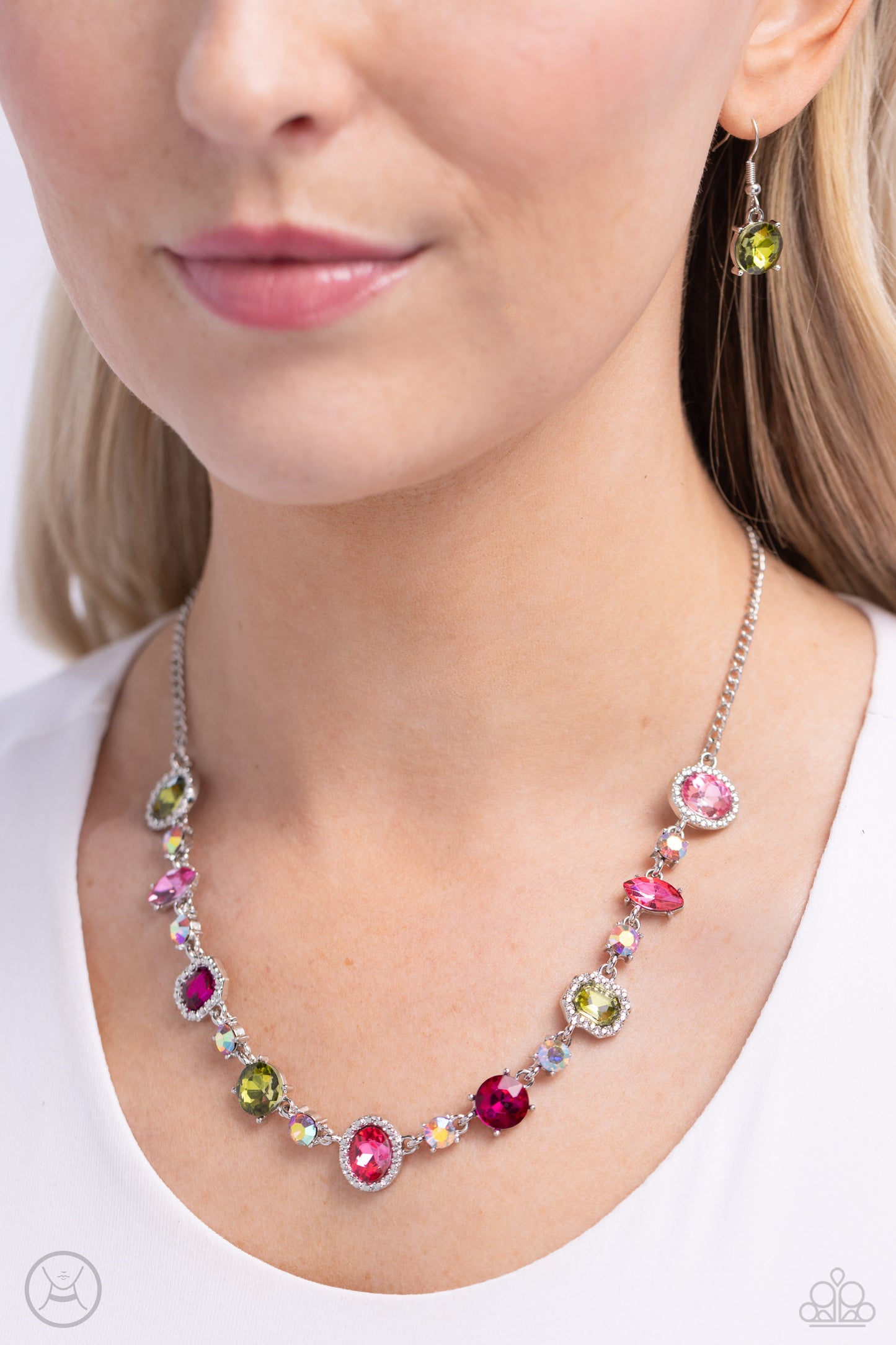 Paparazzi Accessories-Dramatic Debut Multi Iridescent Choker Set