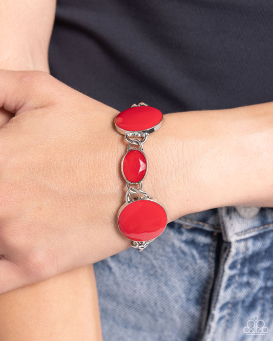 Paparazzi Accessories-Dreamscape Dazzle Red Sparkling Oval Bracelet