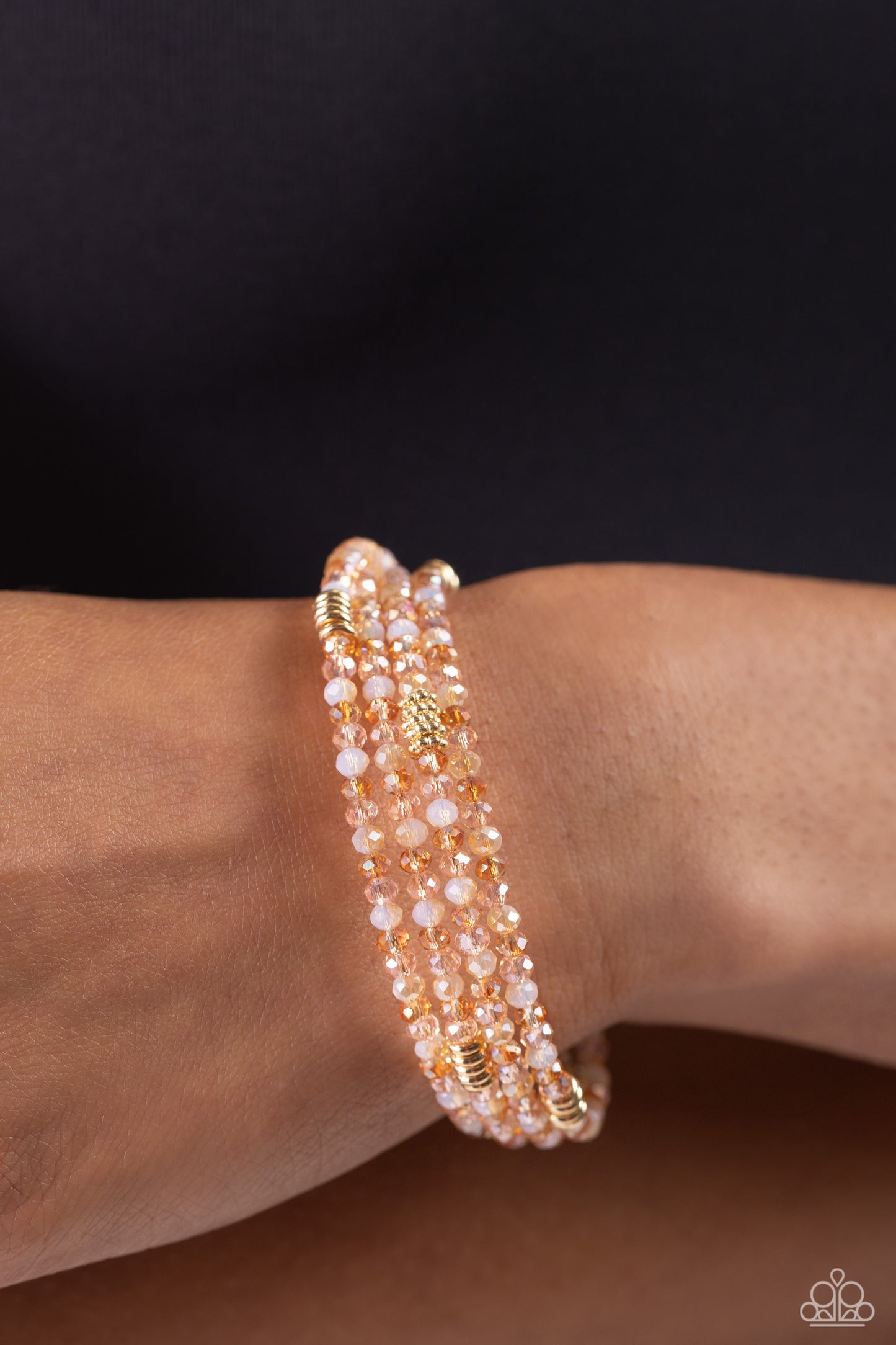 Paparazzi Accessories-Dreamy Debut Gold Champagne Infinity Bead Bracelet