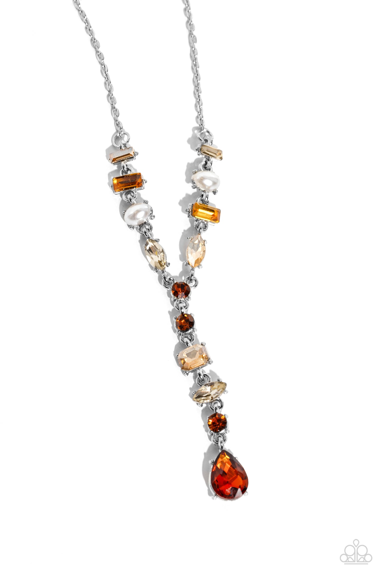 Paparazzi Accessories-Dreamy Dowry Brown Glassy Teardrop Necklace Set