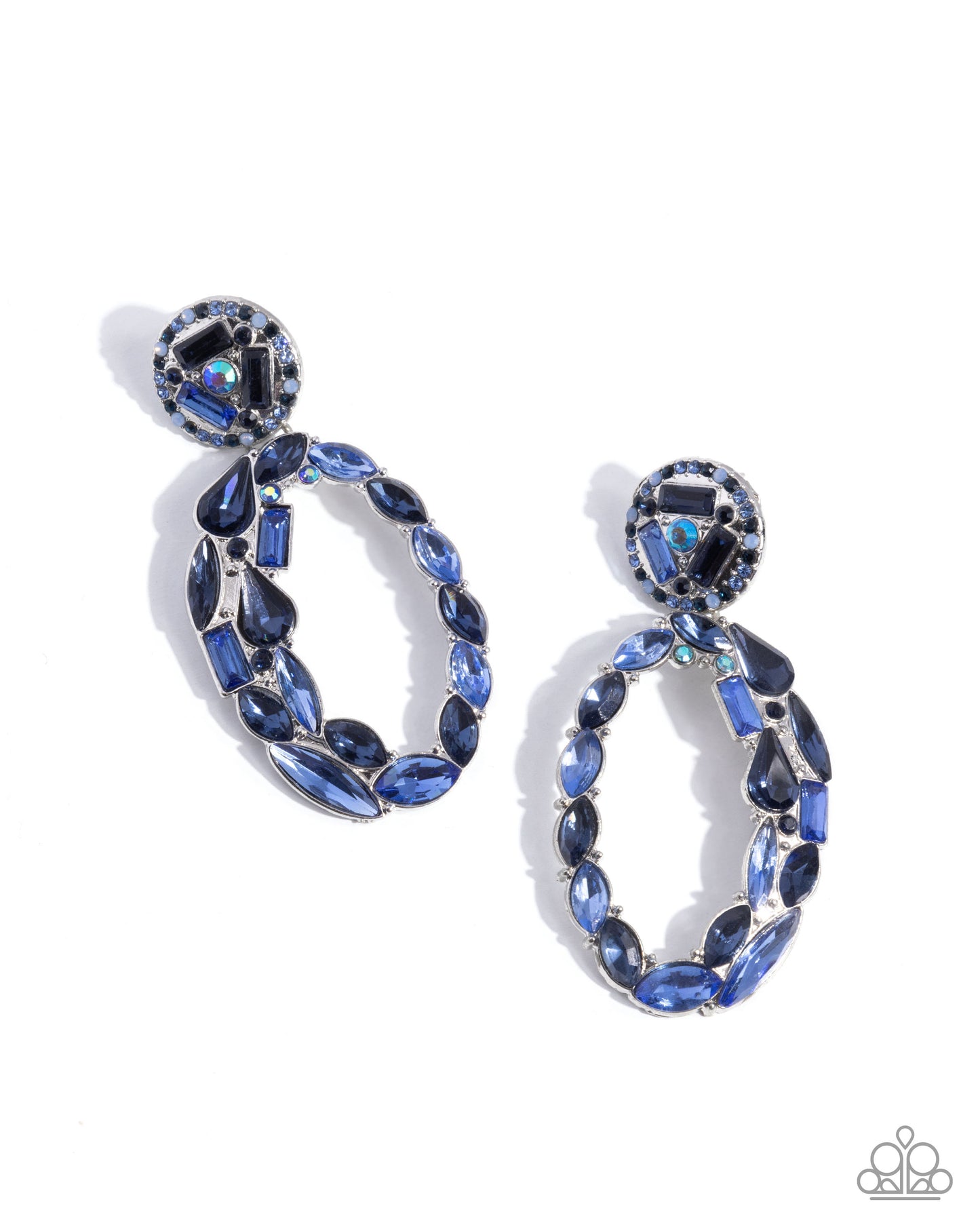 Paparazzi Accessories-Eclectic Elevation Blue Iridescent Oval Earrings