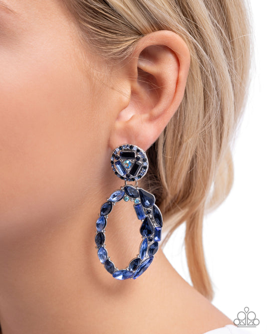 Paparazzi Accessories-Eclectic Elevation Blue Iridescent Oval Earrings