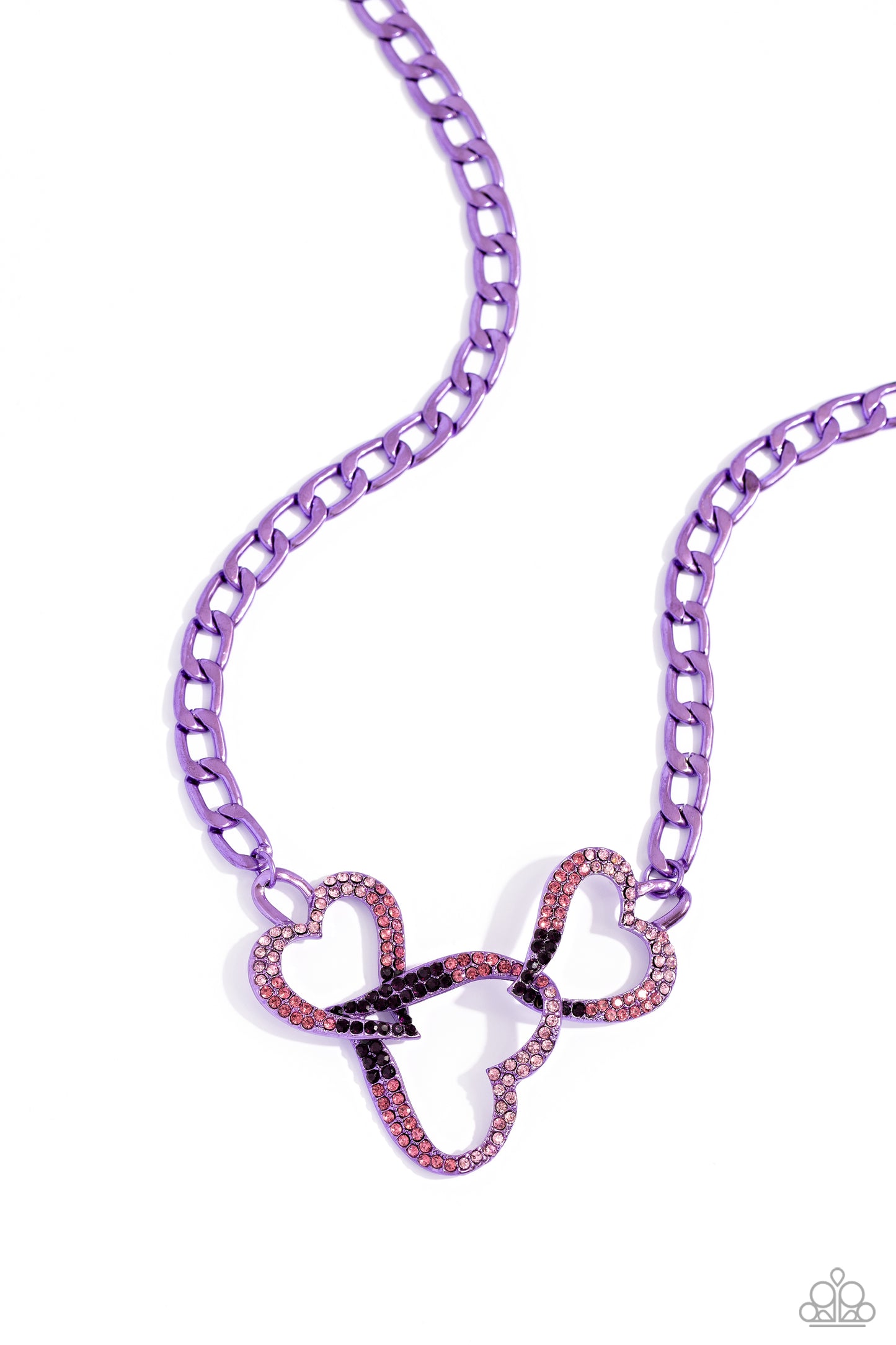 Paparazzi Accessories-Eclectically Enamored Purple Heart Necklace Set