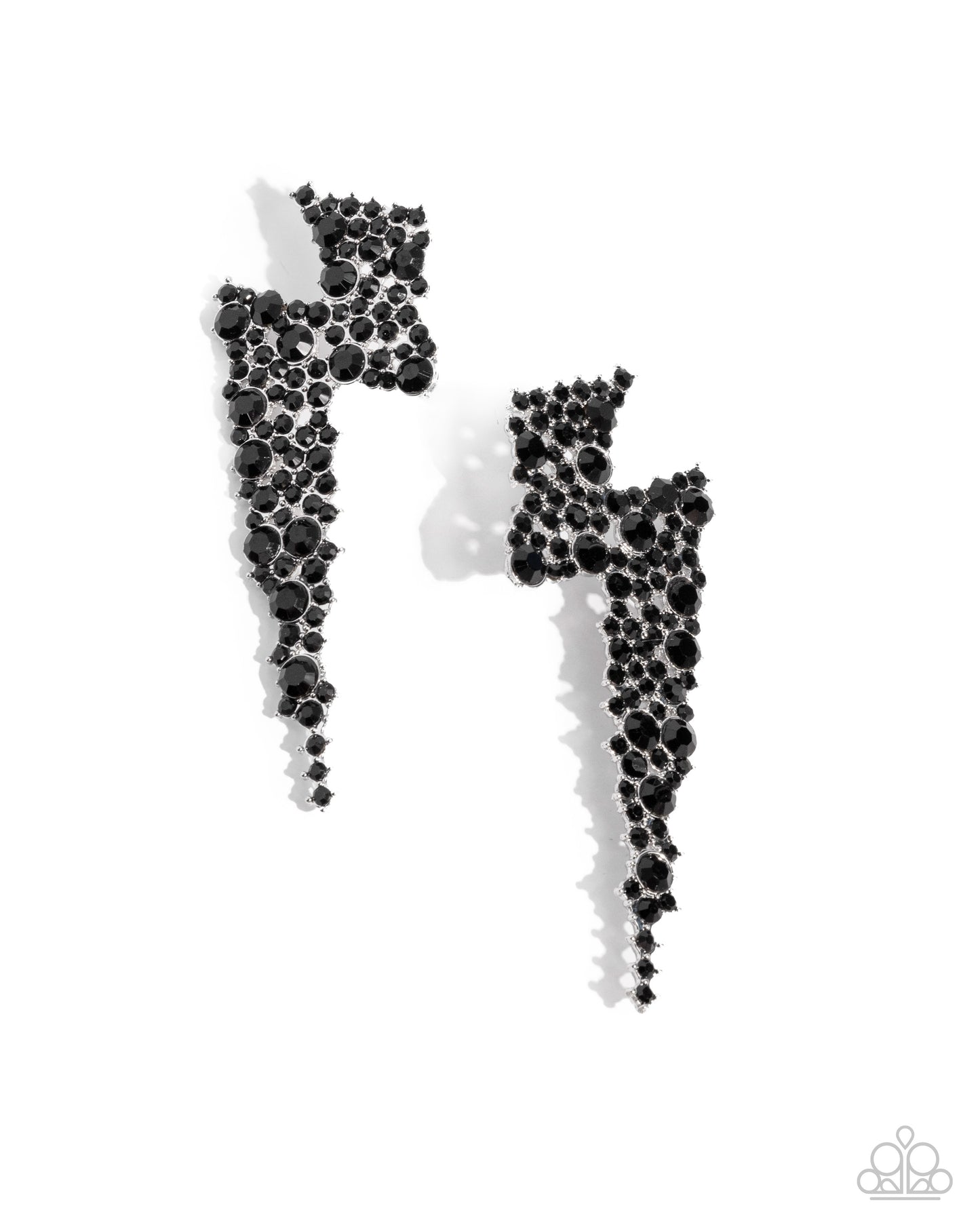 Paparazzi Accessories-Electric Effulgence Black Rhinestone Earrings