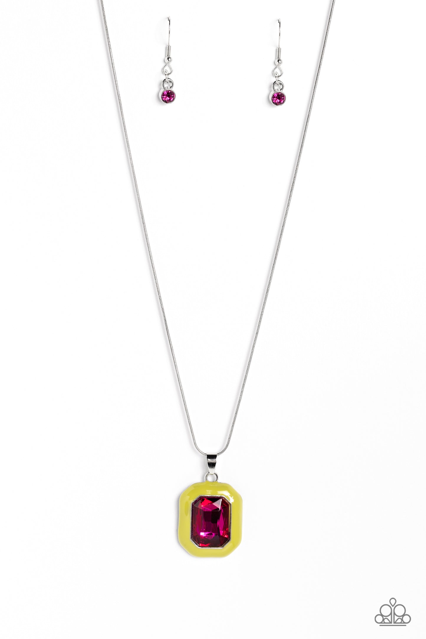 Paparazzi Accessories-Emerald Energy Multi Fuchsia Emerald Necklace Set