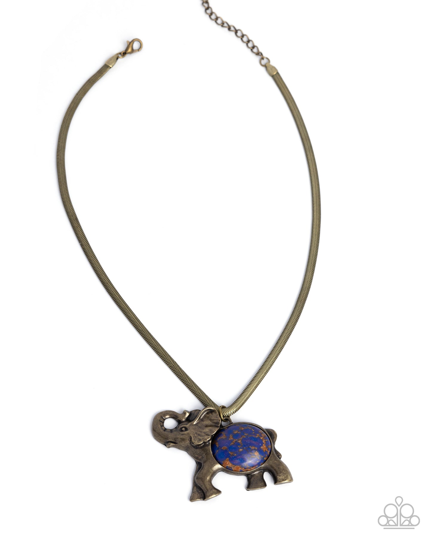 Paparazzi Accessories-Empathetic Elephant Brass Herringbone Pendant