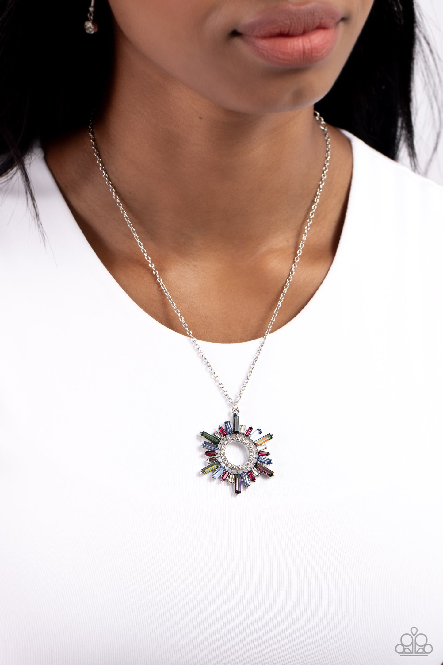 Paparazzi Accessories-Enigmatic Edge Multi Rhinestone Necklace Set