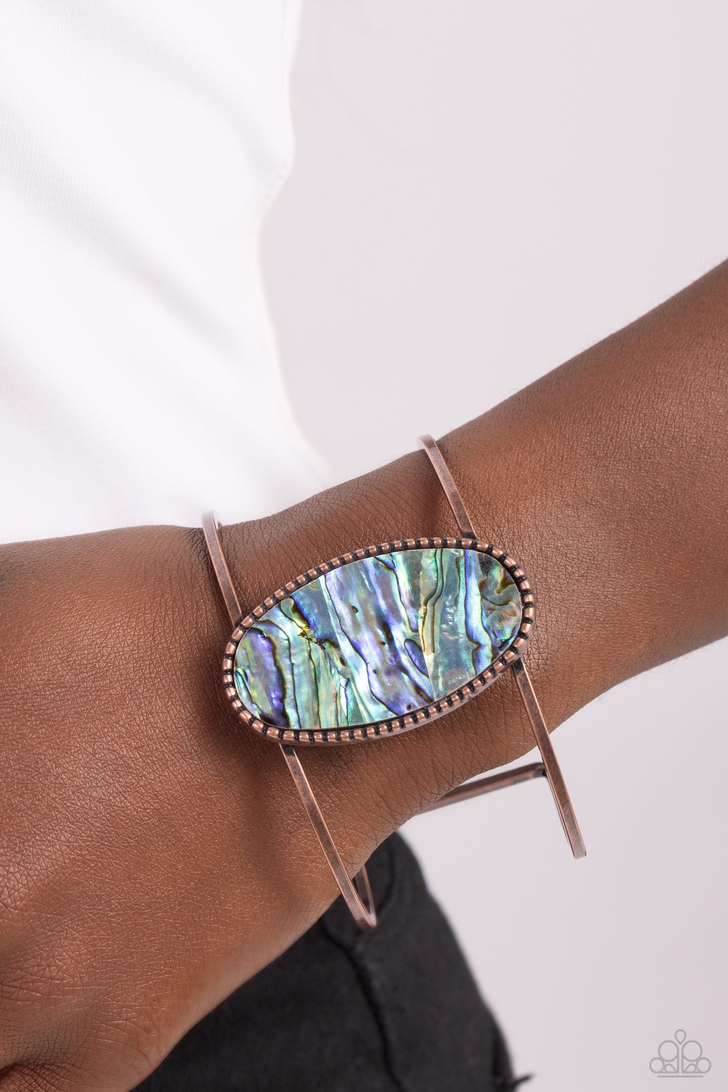 Paparazzi Accessories-Enigmatic Energy Copper Abalone Shell Cuff Bracelet