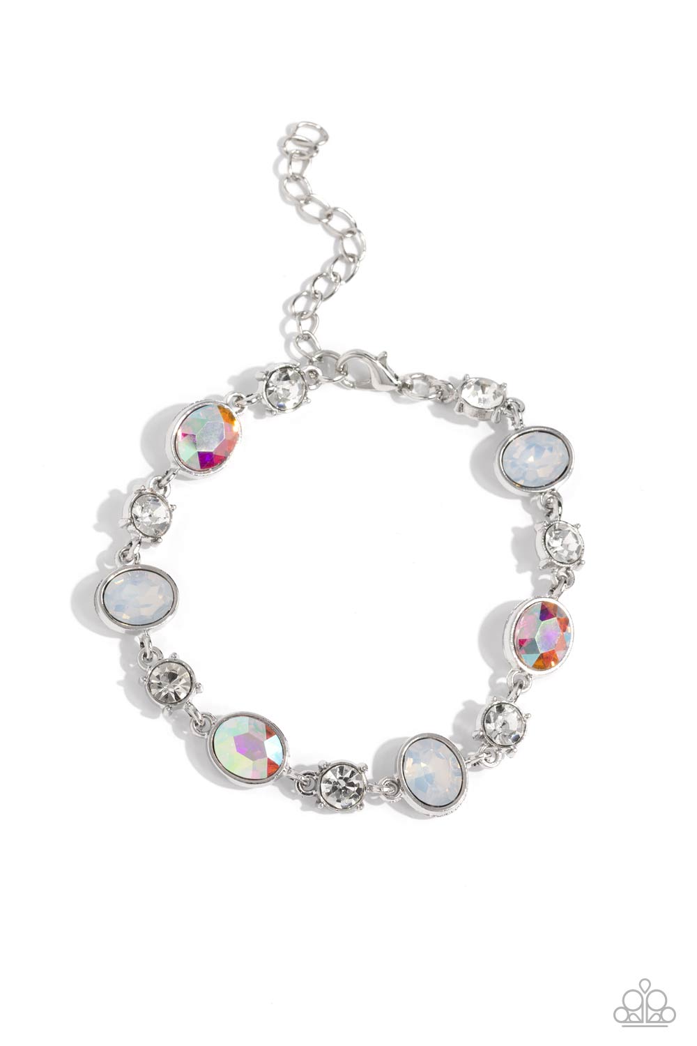 Paparazzi Accessories-Ethereal Empathy White Oval Iridescent Bracelet