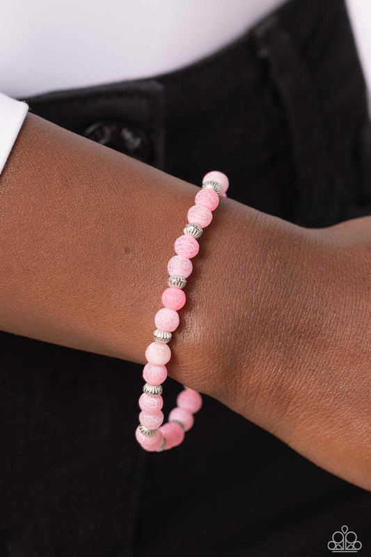 Paparazzi Accessories-Ethereally Earthy Pink Crackle Stone Bracelet