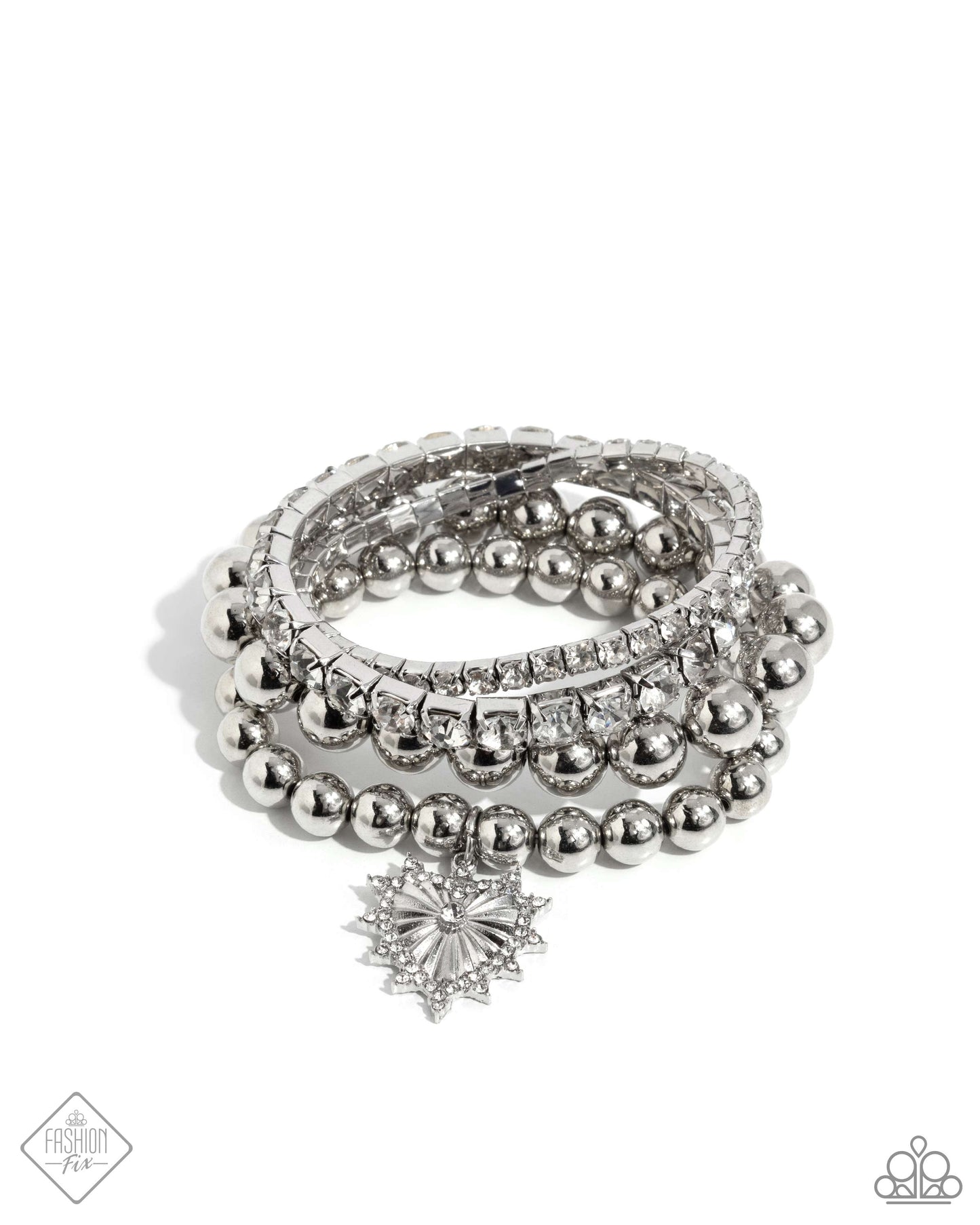 Paparazzi Accessories-Excessive Elegance White Rhinestone Heart Bracelet