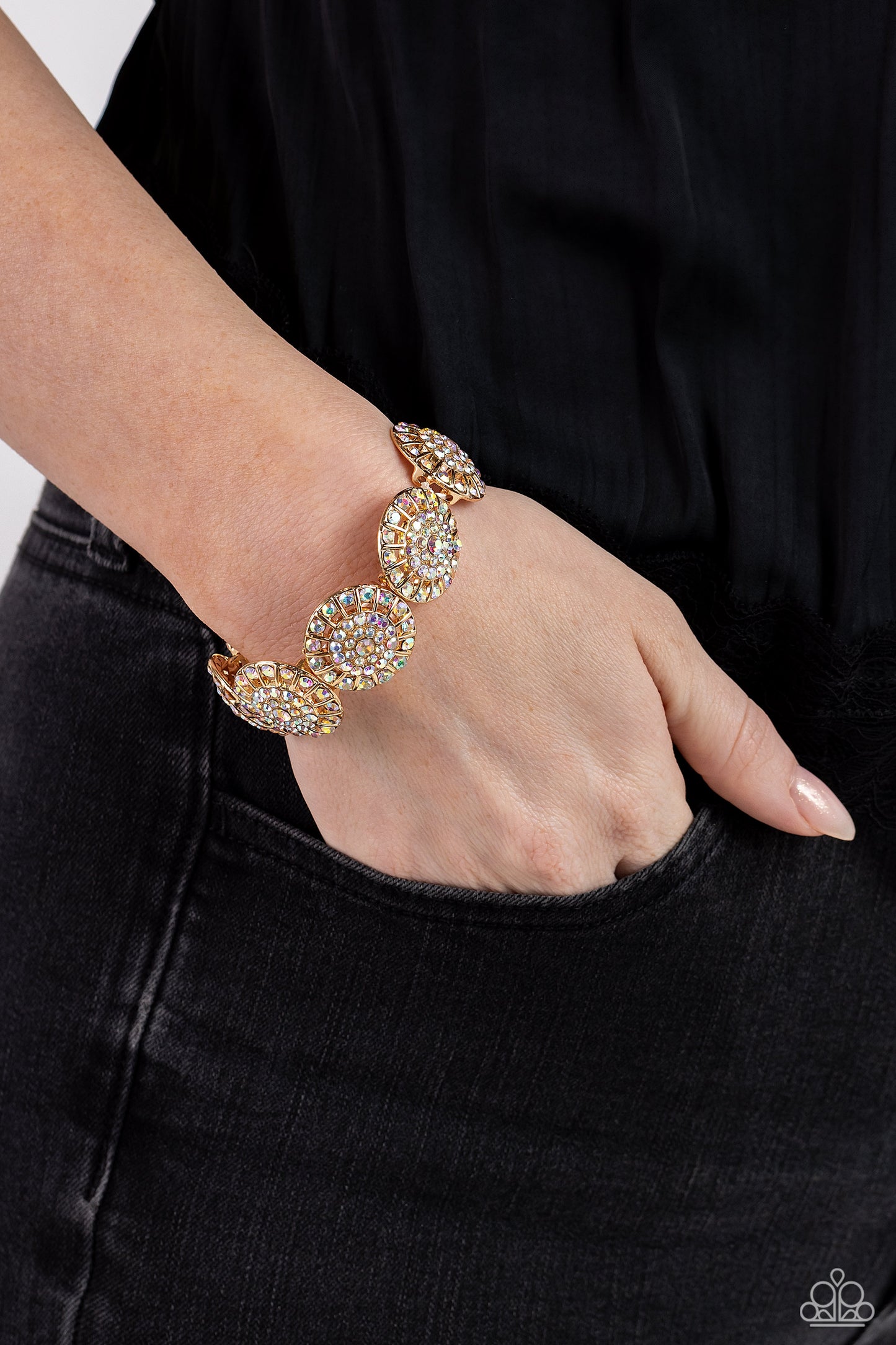 Paparazzi Accessories-Executive Elegance Multi Iridescent Gold Bracelet