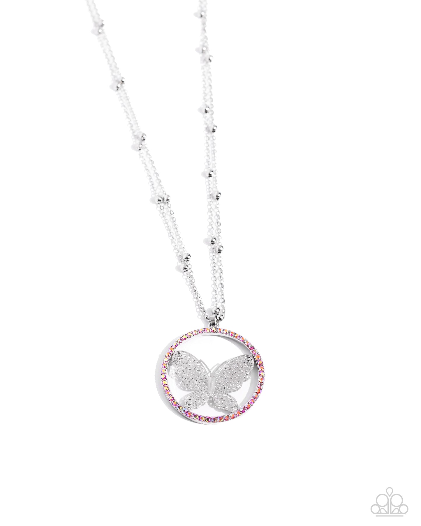 Paparazzi Accessories-Festive Flight Pink Filigree Butterfly Necklace Set