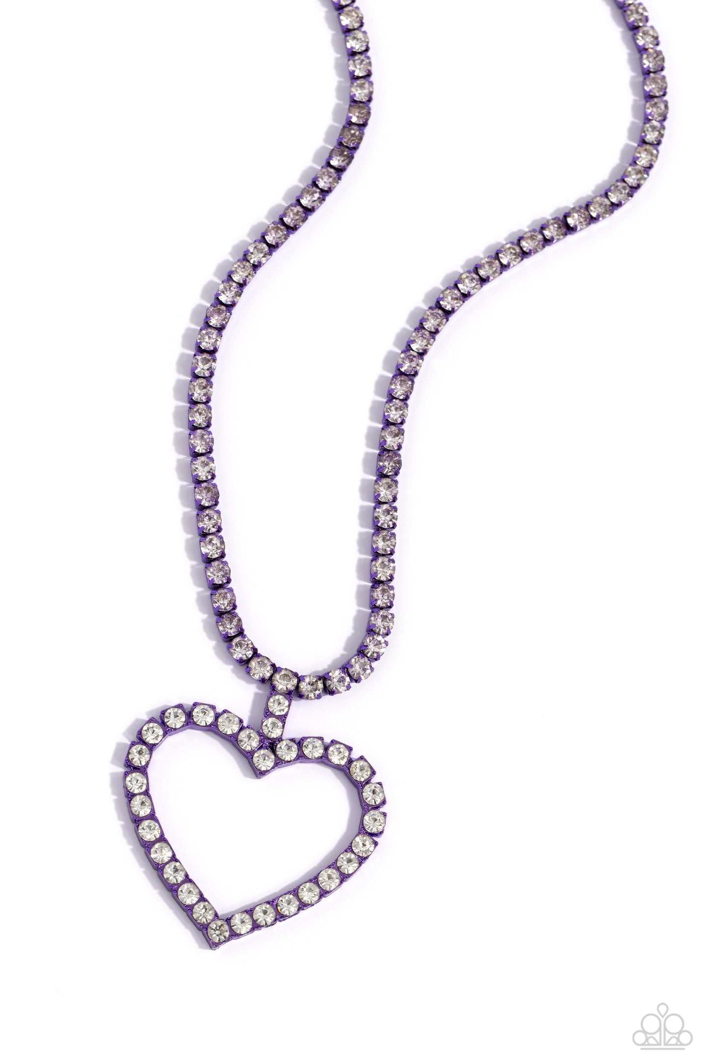 Paparazzi Accessories-Flirting Fancy Purple Electric Heart Necklace Set