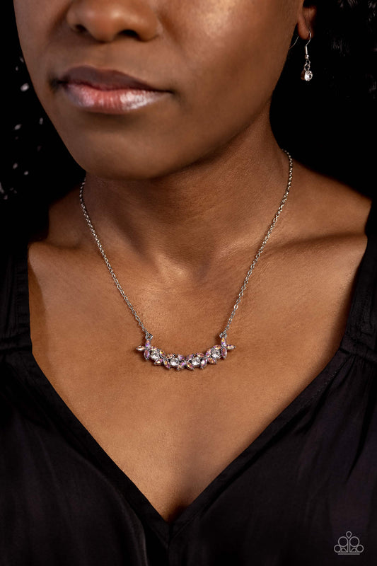 Paparazzi Accessories-Floral Fanfare Orange Iridescent Necklace Set