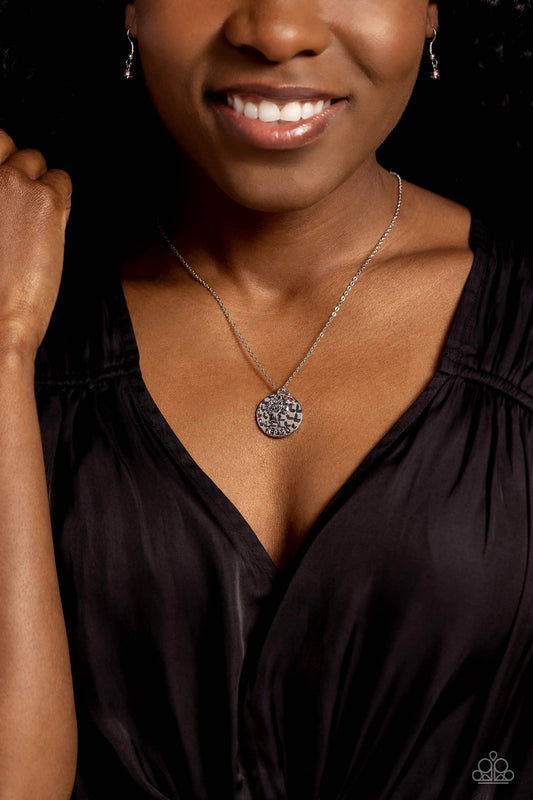 Paparazzi Accessories-Flourishing Faith Pink Rhinestone Necklace Set