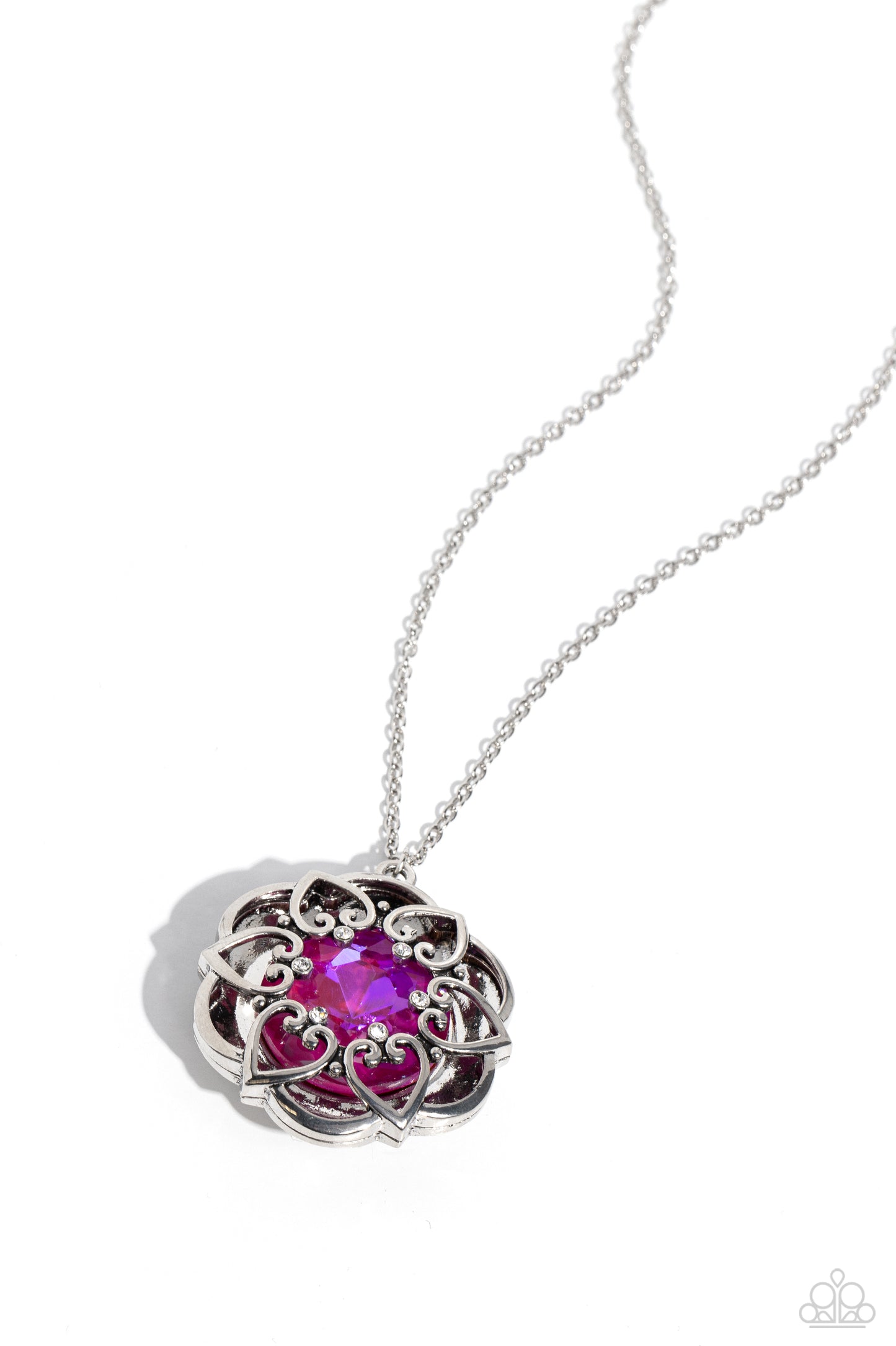 Paparazzi Accessories-Flowering Fantasy Pink Floral UV Gem Pendant Set