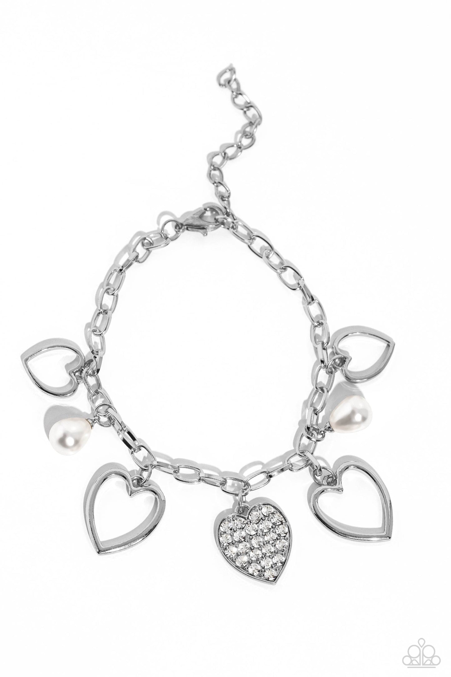 Paparazzi Accessories-GLOW Your Heart White Rhinestone Bracelet