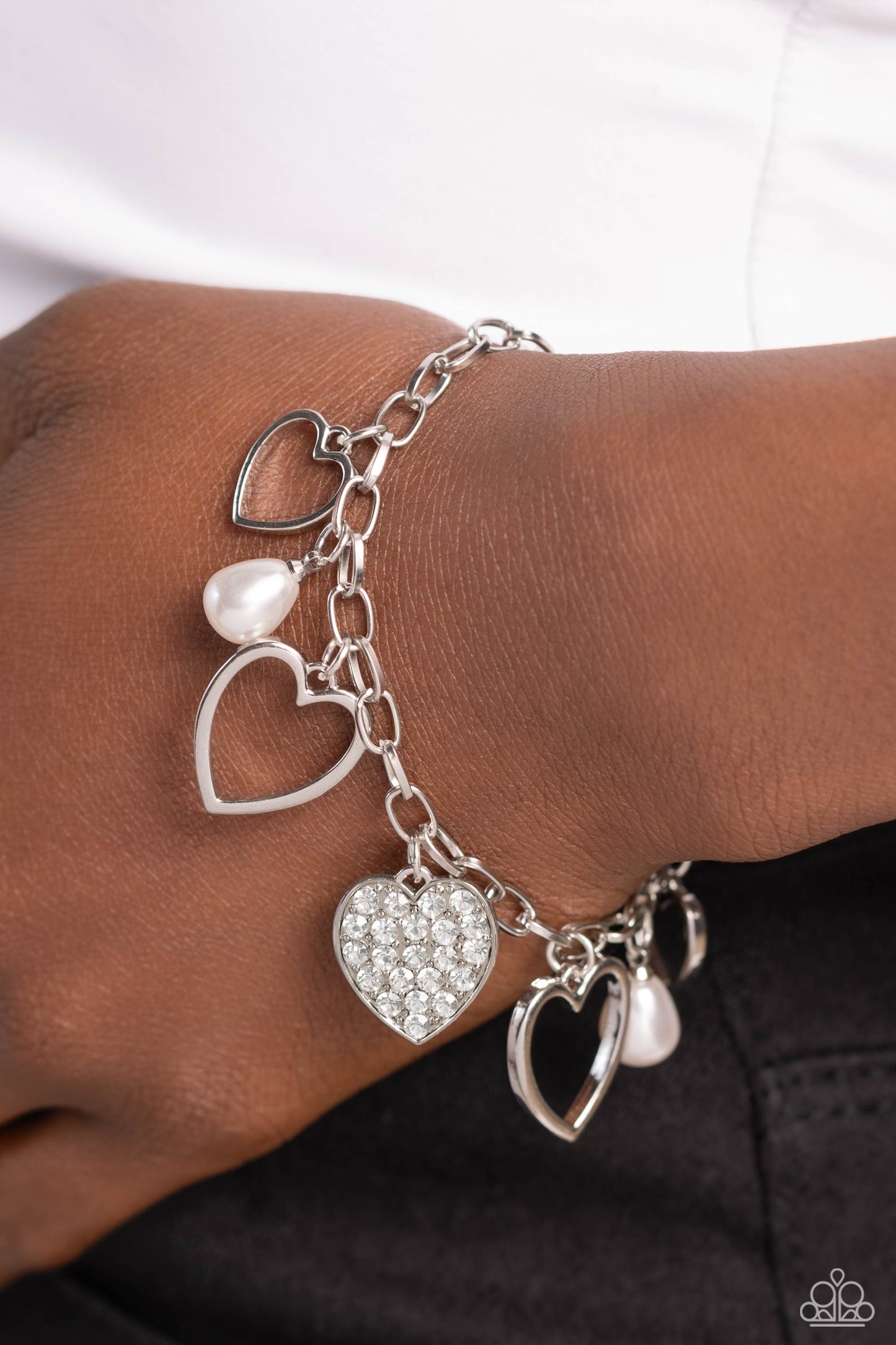 Paparazzi Accessories-GLOW Your Heart White Rhinestone Bracelet